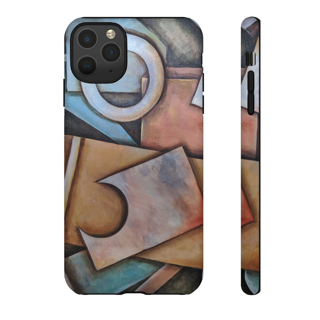Abstract Geometric Tough Phone Case – Modern Cubist Art Protection