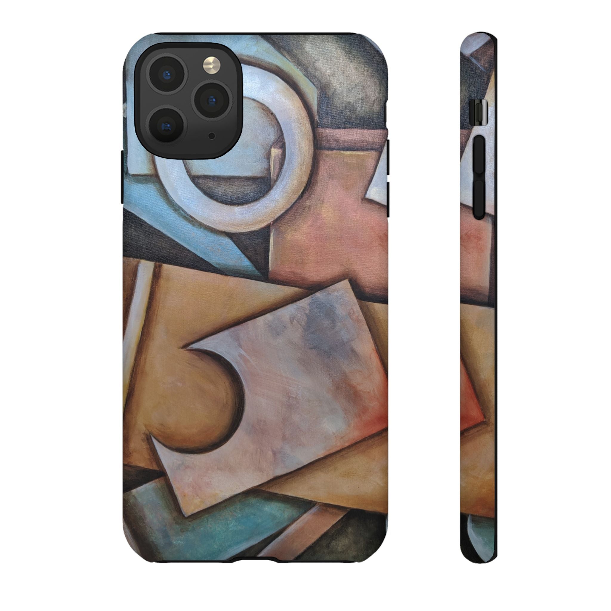 Abstract Geometric Tough Phone Case – Modern Cubist Art Protection