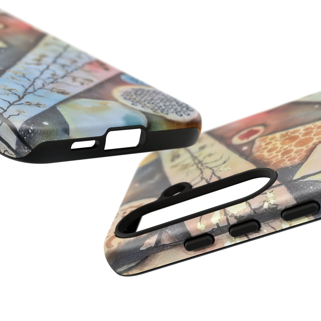 GOLDEN CARTOGRAPHY OF THE UNSEEN - Artistic Botanical Phone Case – Watercolor Nature Pattern Tough Case