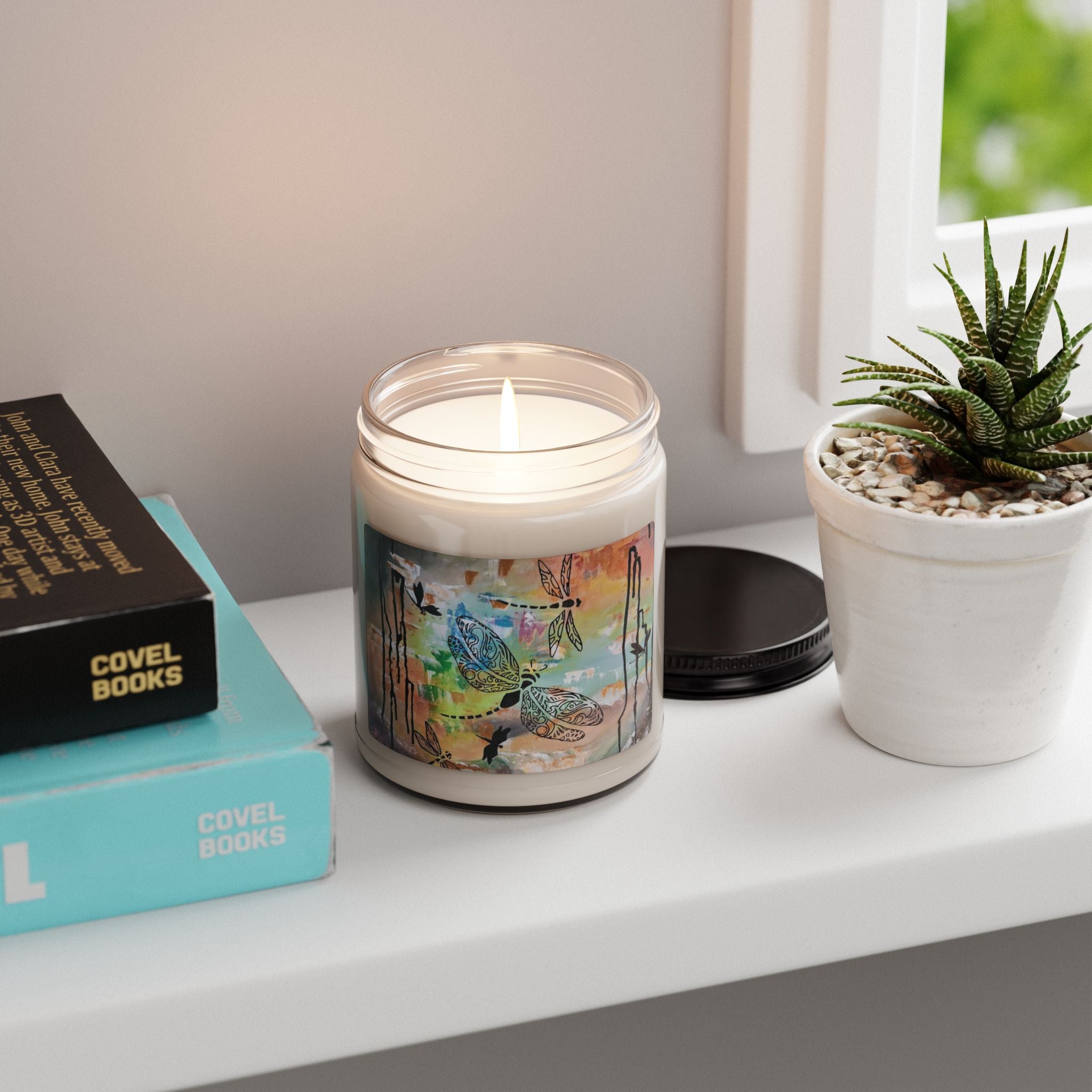 Dragonfly Art Soy Candle — 9oz Scented Jar Candle (Scented Soy Candle)