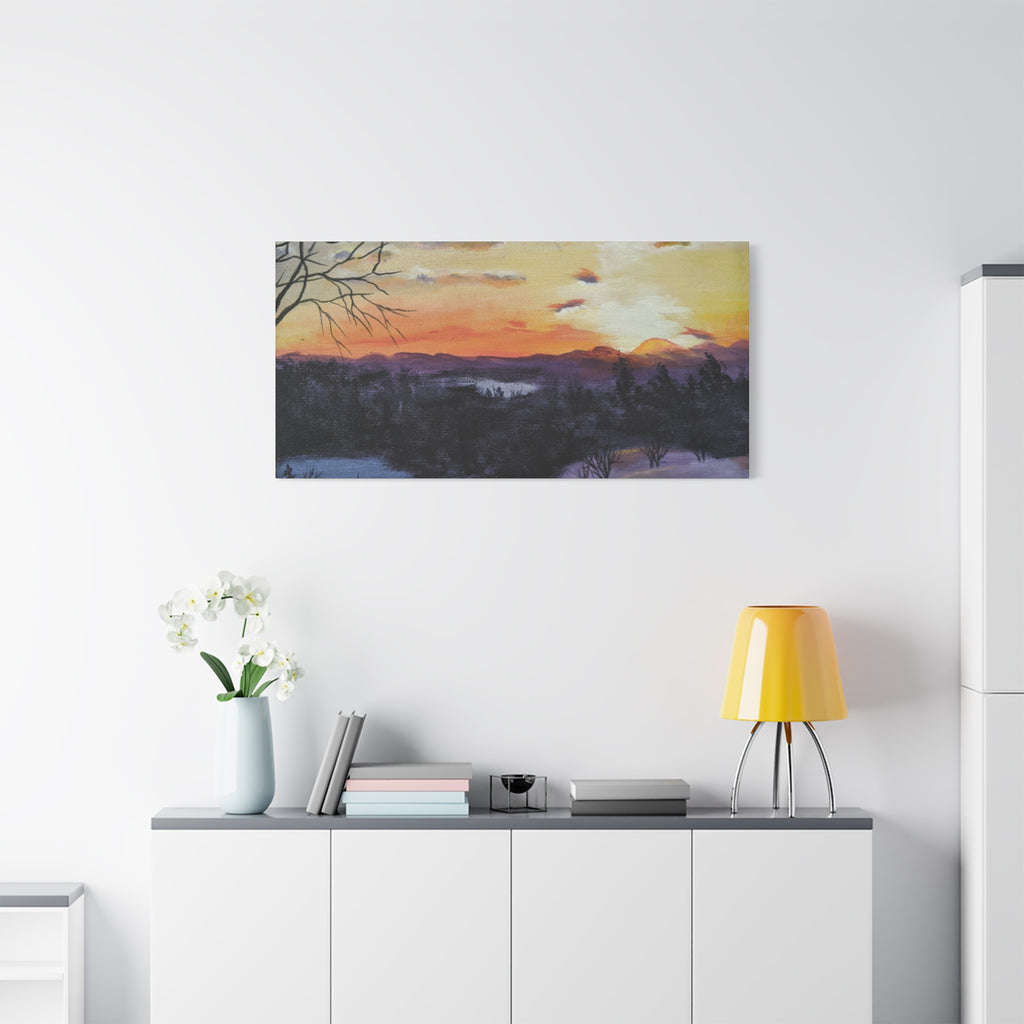 EVENING IN THE SHANDOAH VALLY - Sunset Winter Landscape Canvas Print — Matte Stretched Wall Art