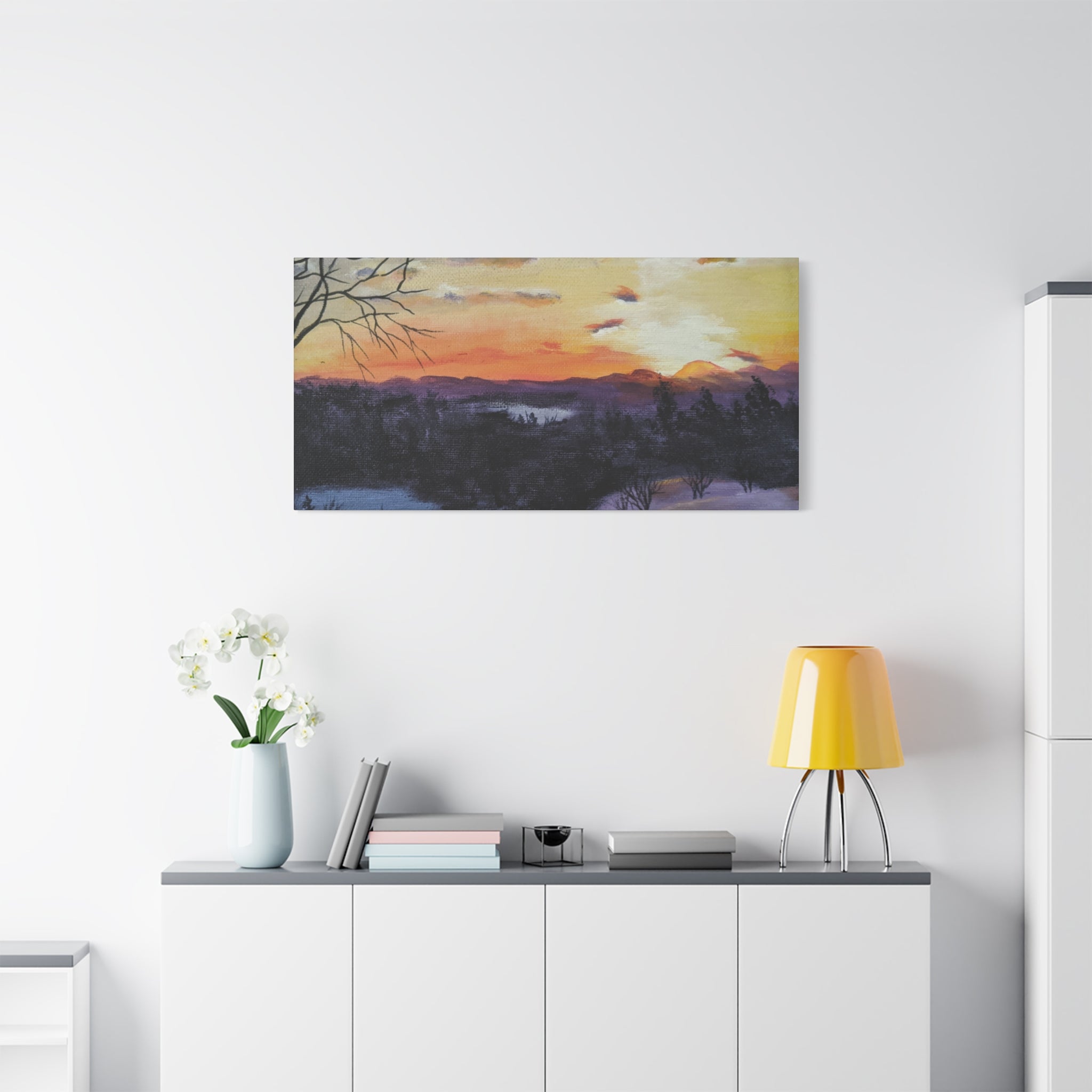 EVENING IN THE SHANDOAH VALLY - Sunset Winter Landscape Canvas Print — Matte Stretched Wall Art