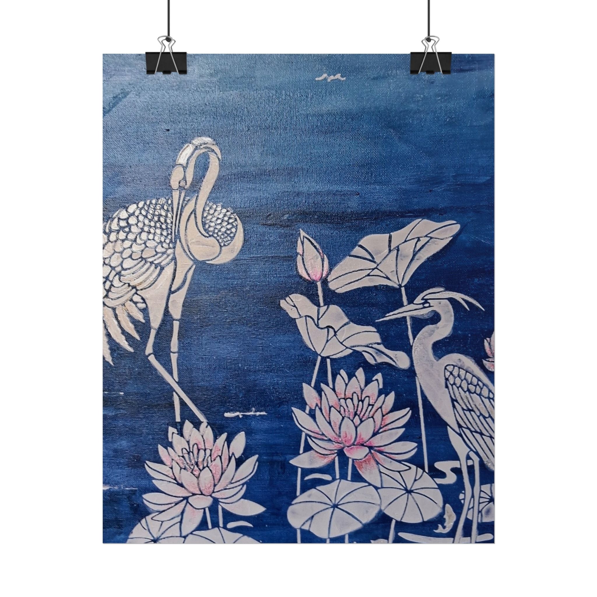 WATER LILLY SONOTA - Lotus & Heron Botanical Poster