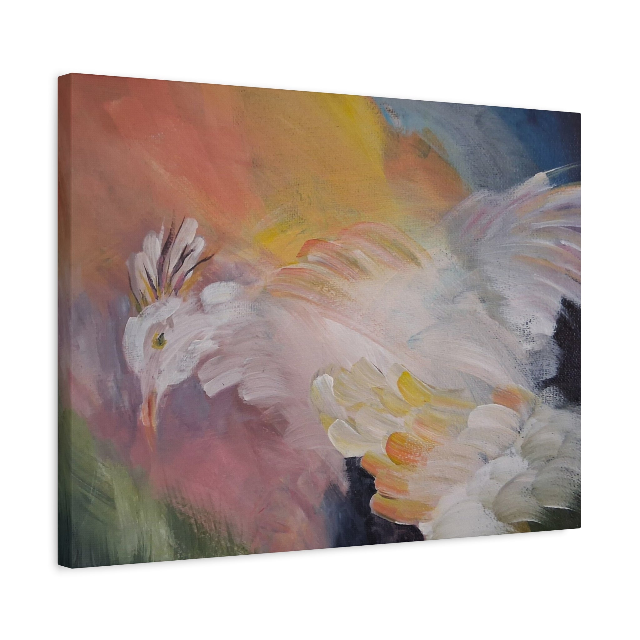 RISE OF THE RADIENT HEN - Art Canvas Print — Soft Pastel Bird Wall Art, Matte Stretched 1.25"
