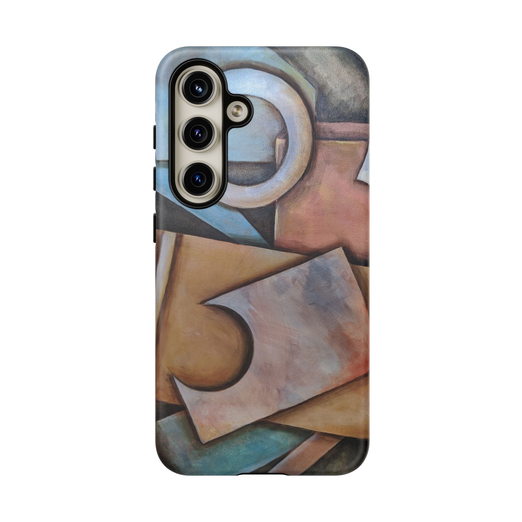 Abstract Geometric Tough Phone Case – Modern Cubist Art Protection