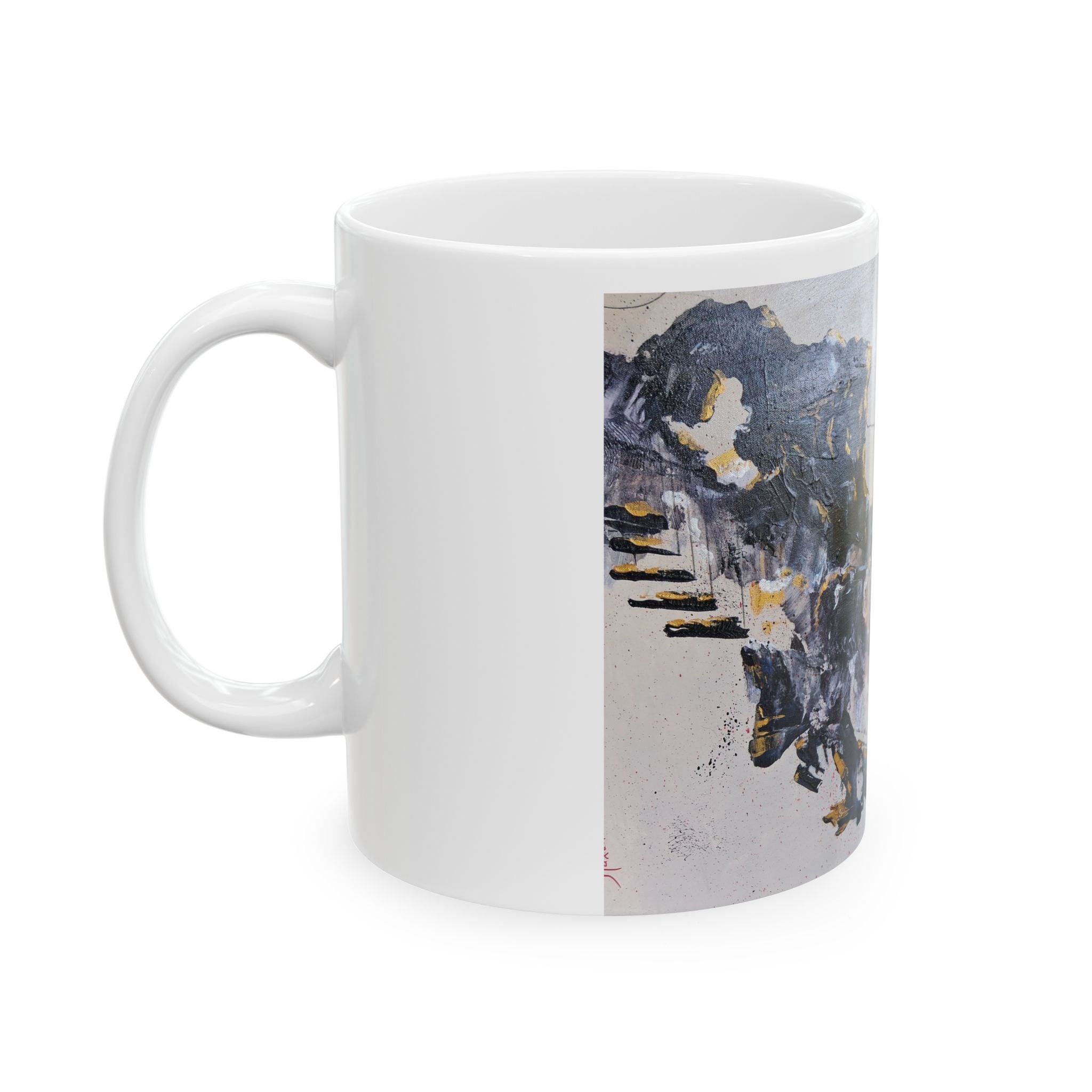 WHAT'S OVER THE RIDGE - Abstract Mountain Landscape Ceramic Mug — Minimalist Art Coffee Cup (11oz, 15oz)