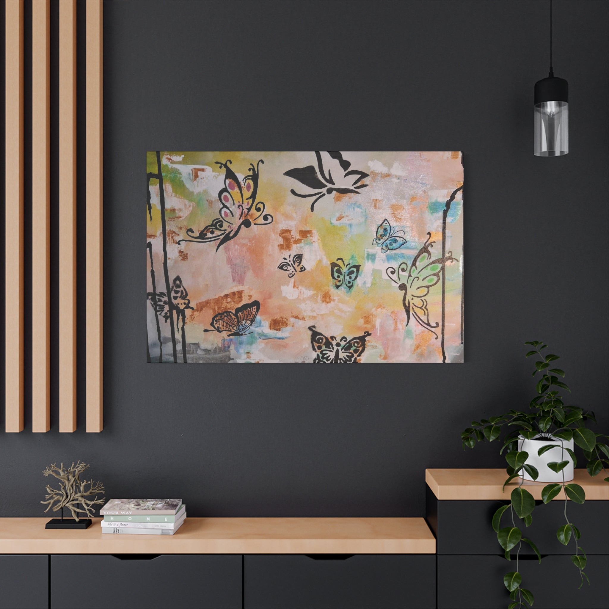 GUARDIANS OF THE FLOWERS - Butterfly Abstract Matte Canvas Wall Art – Stretched 1.25"Deep