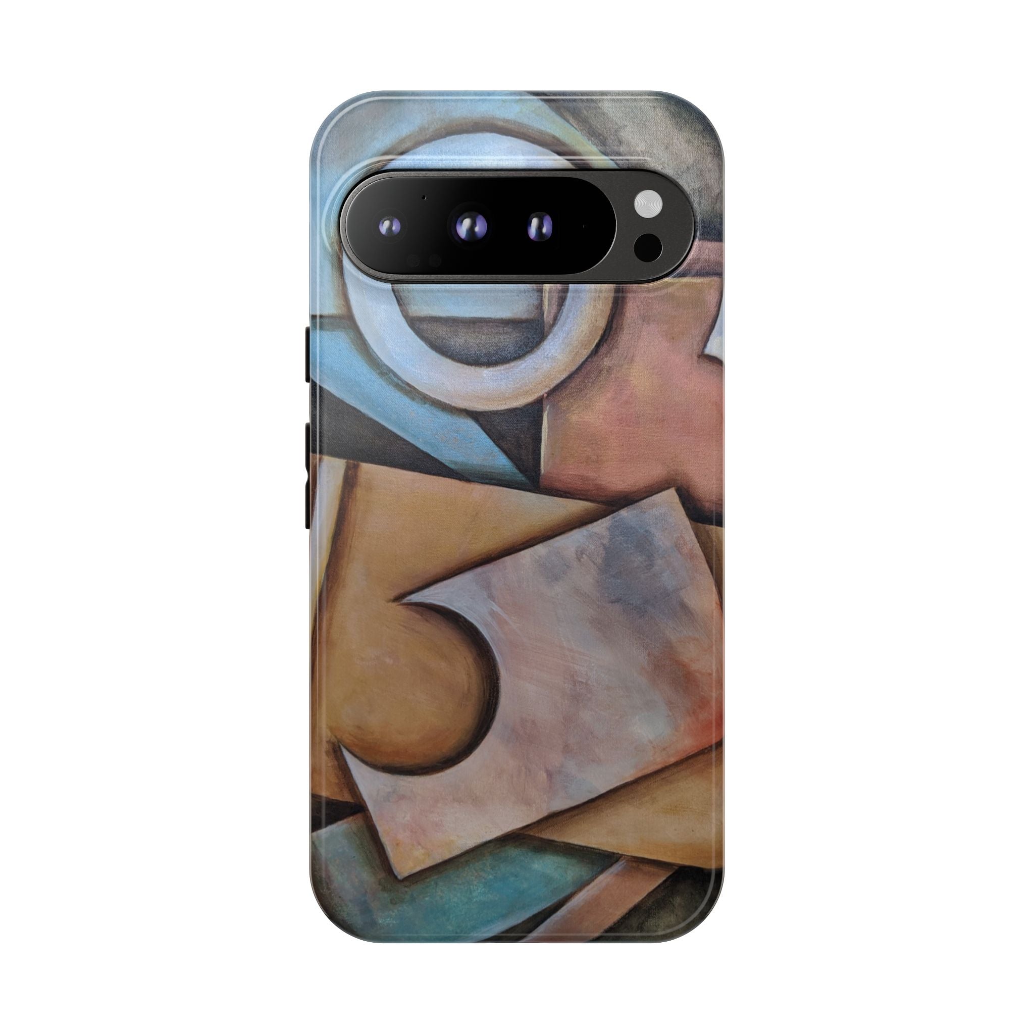 Abstract Geometric Tough Phone Case – Modern Cubist Art Protection