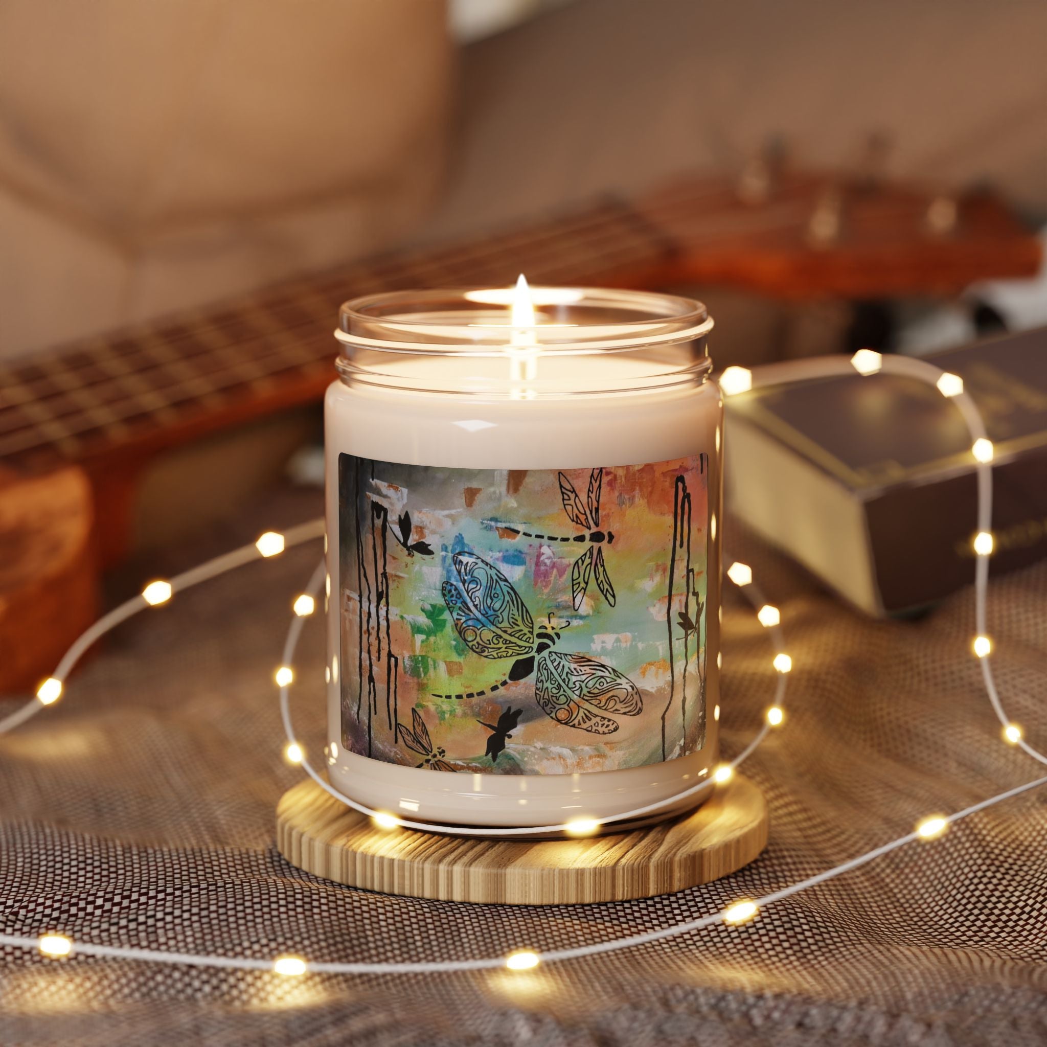 Dragonfly Art Soy Candle — 9oz Scented Jar Candle (Scented Soy Candle)