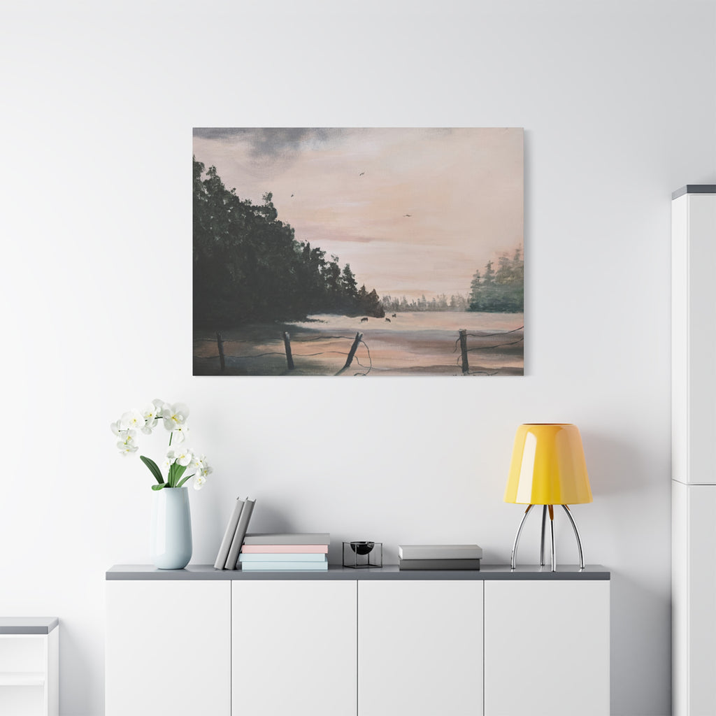 EARLY MORNING IN MONTANA -  Landscape Matte Canvas Print — Serene Forest Wall Art