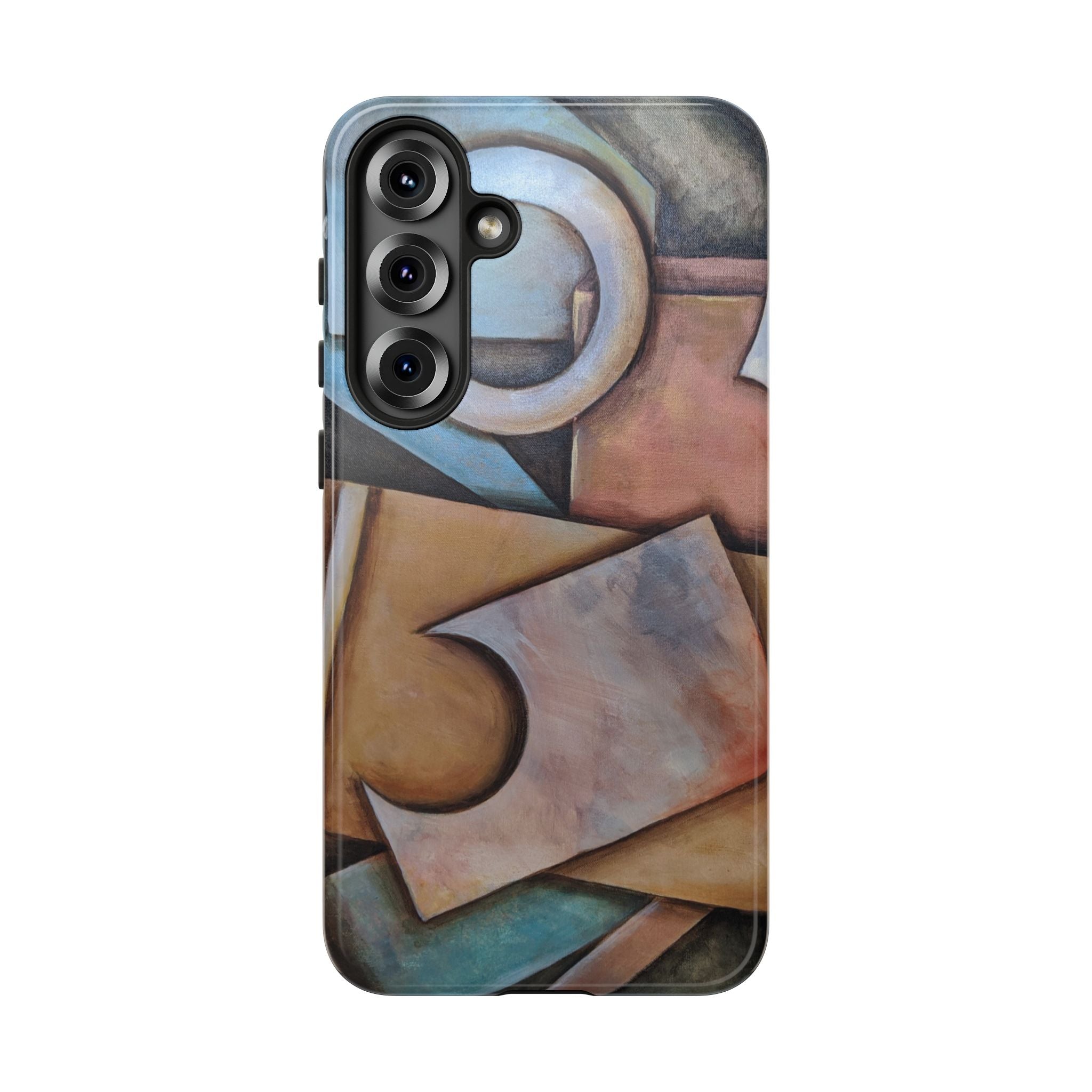 Abstract Geometric Tough Phone Case – Modern Cubist Art Protection