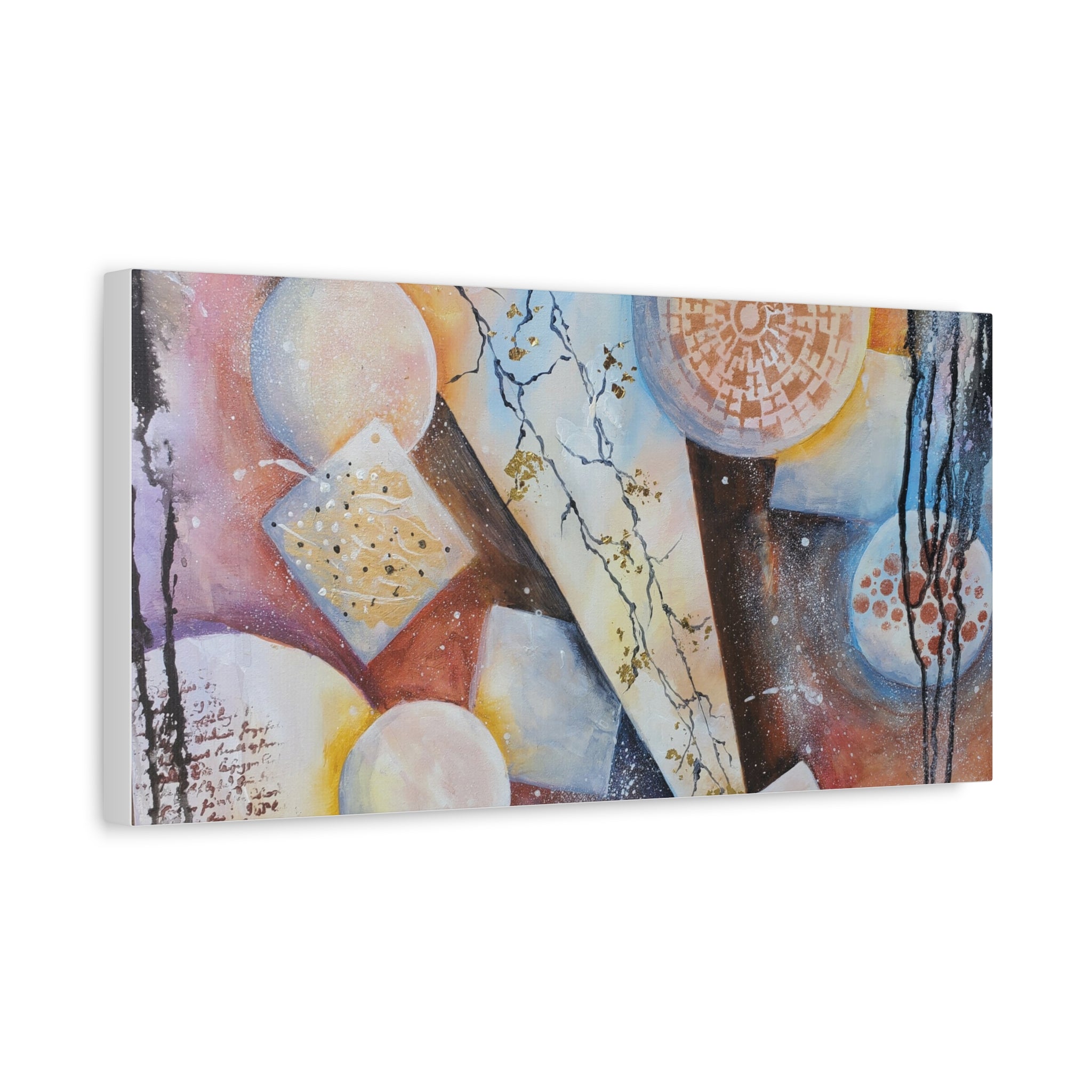 GOLDEN CARTOGRAPHY OF THE FIRE MERIDIAN - Abstract Geometric Canvas Art – Modern Stretched Matte Wall Decor
