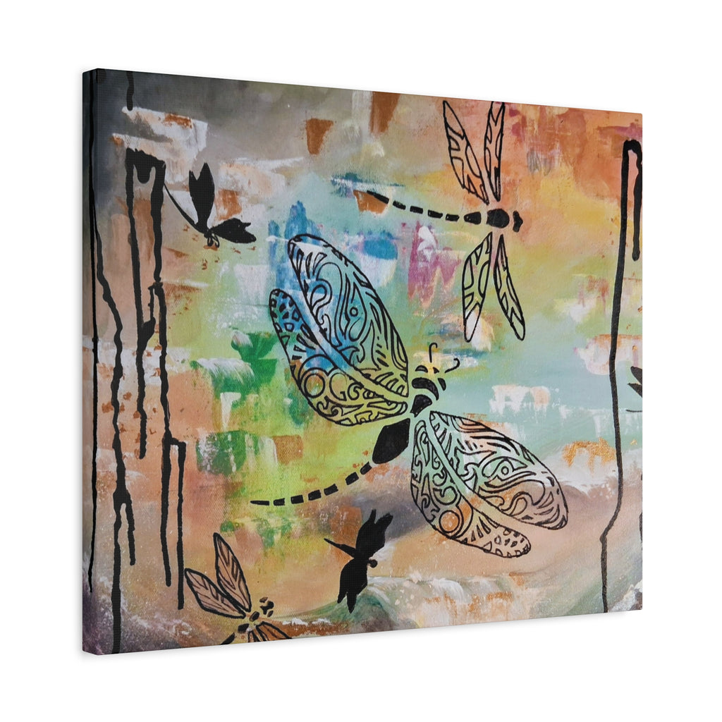 Dragonfly Wall Art Canvas — Colorful Boho Stretched Canvas Print