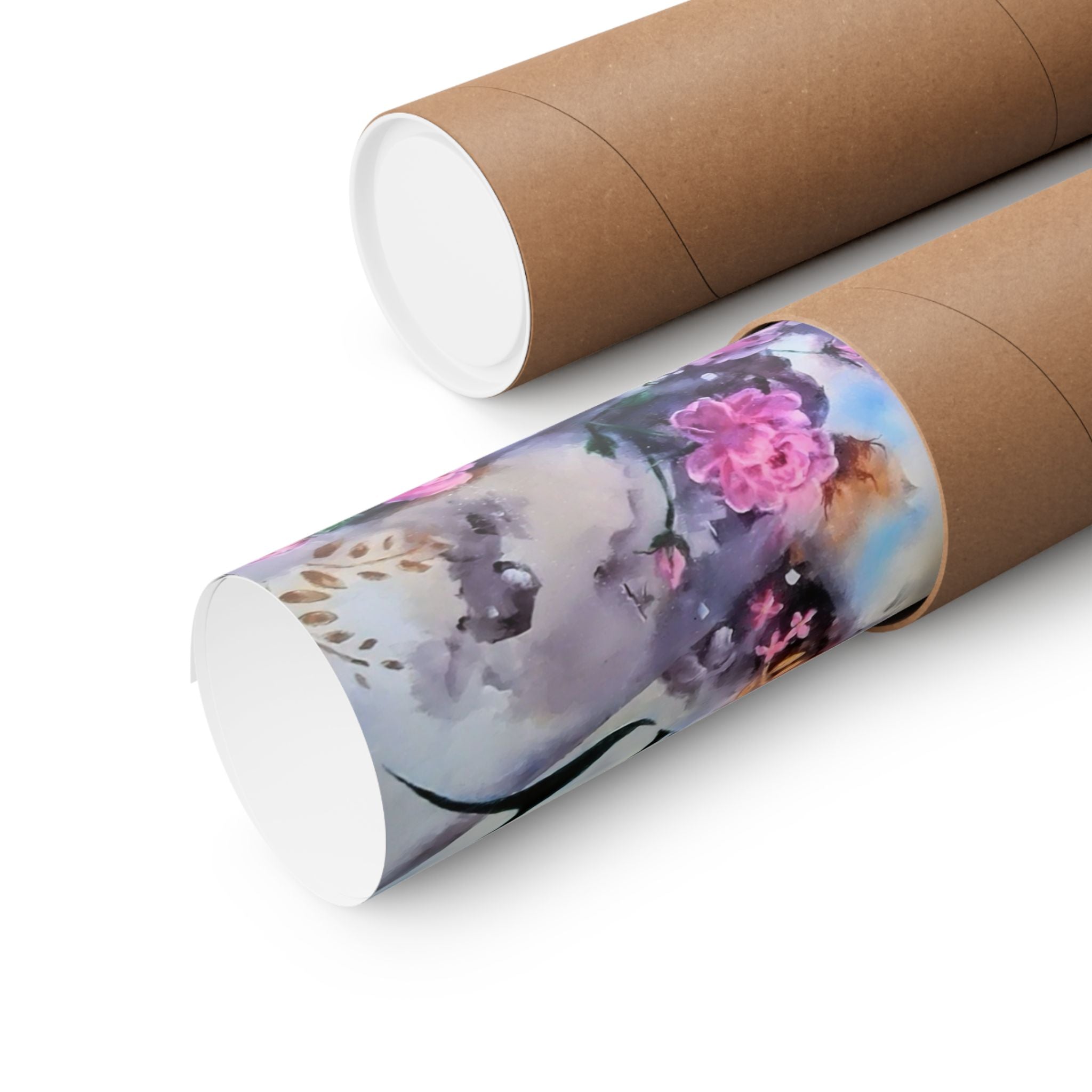ANGELS AMONG US  Floral  Wall Poster — Matte Horizontal Art Print with Pink Roses