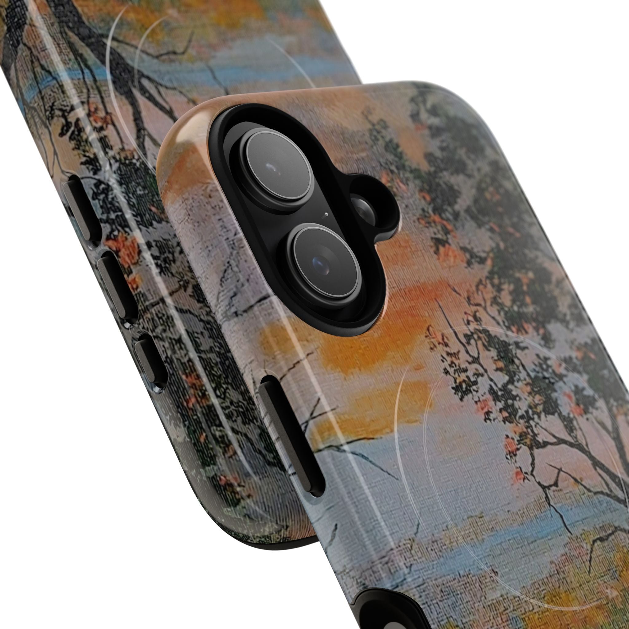 EVENING NEAR THE HUDSON RIVER - Magnetic Tough Phone Case — Sunset Tree Landscape Protective Cover