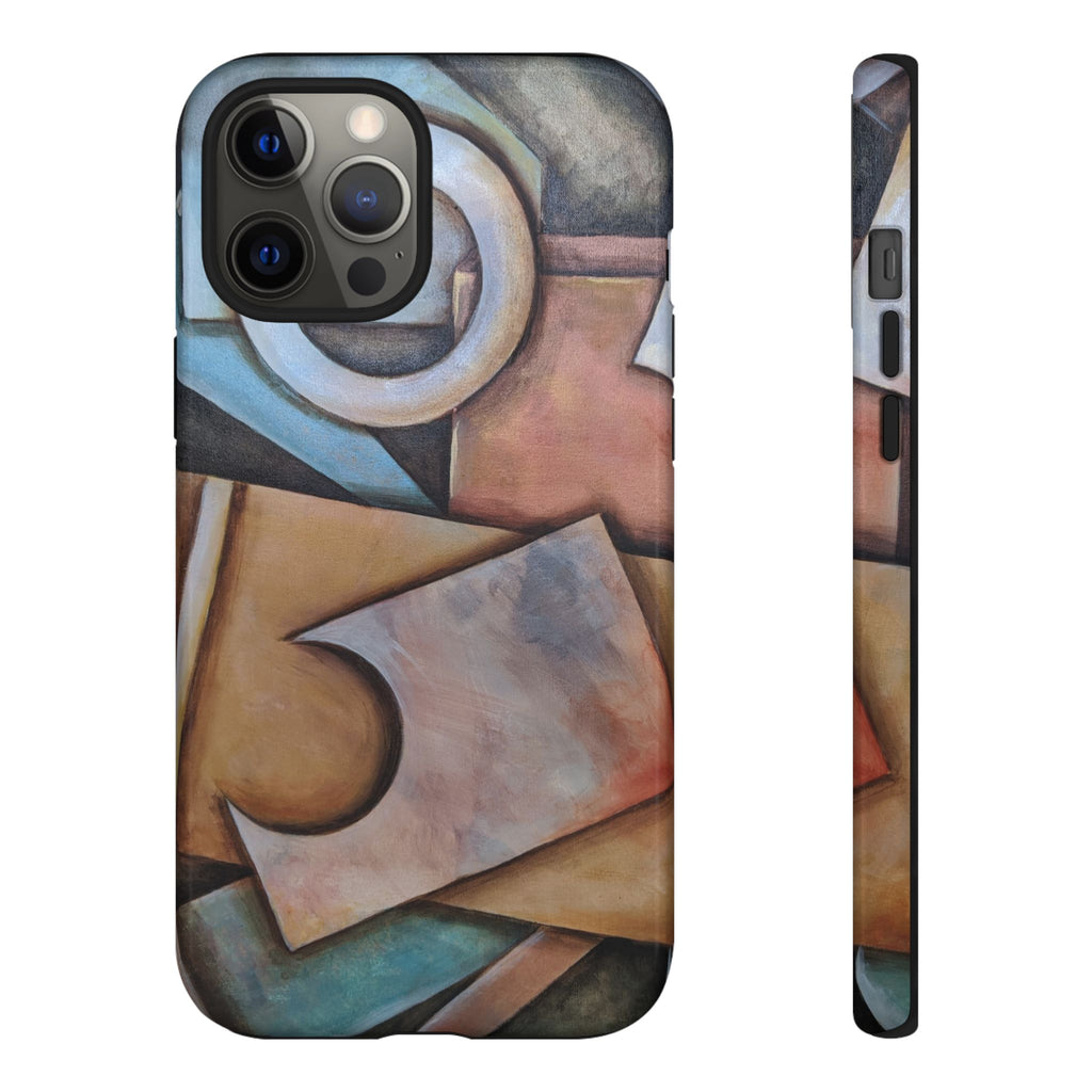 Abstract Geometric Tough Phone Case – Modern Cubist Art Protection