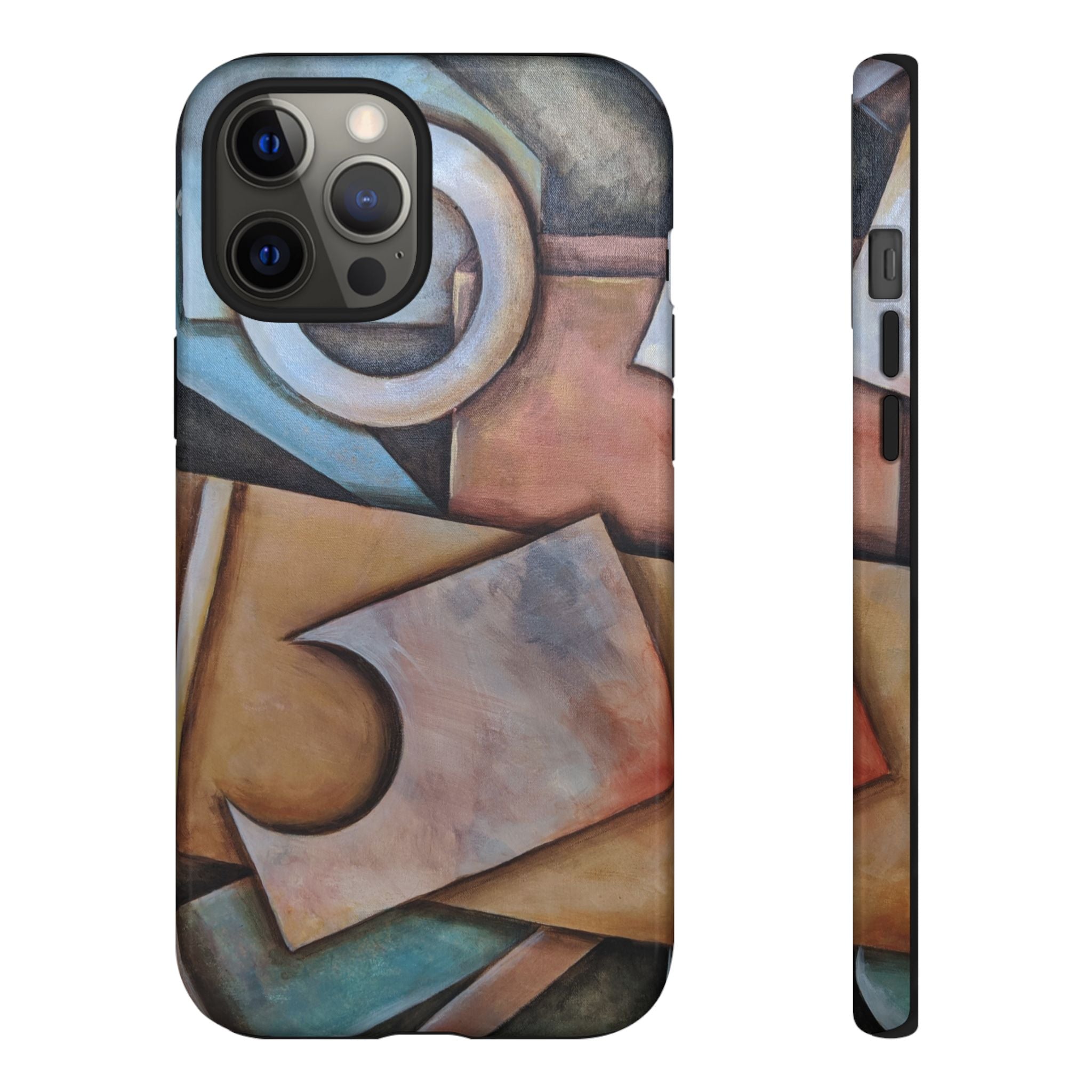 Abstract Geometric Tough Phone Case – Modern Cubist Art Protection
