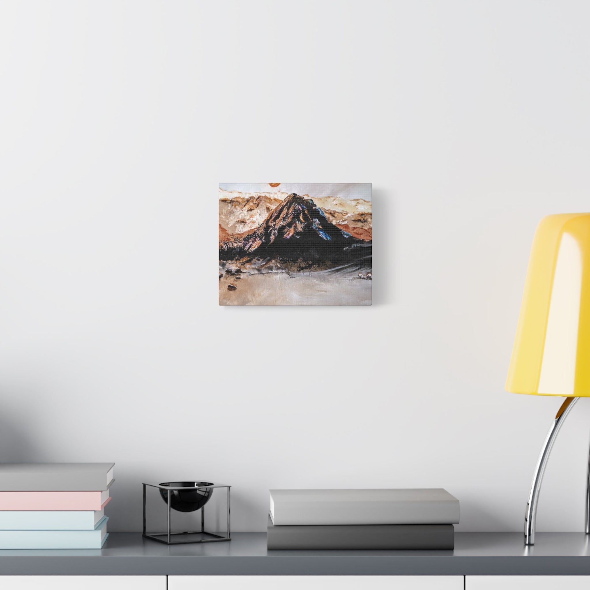 MOON OVER THE MOUNTAINS - Abstract Mountain Landscape Canvas Print — Matte Stretched Wall Art