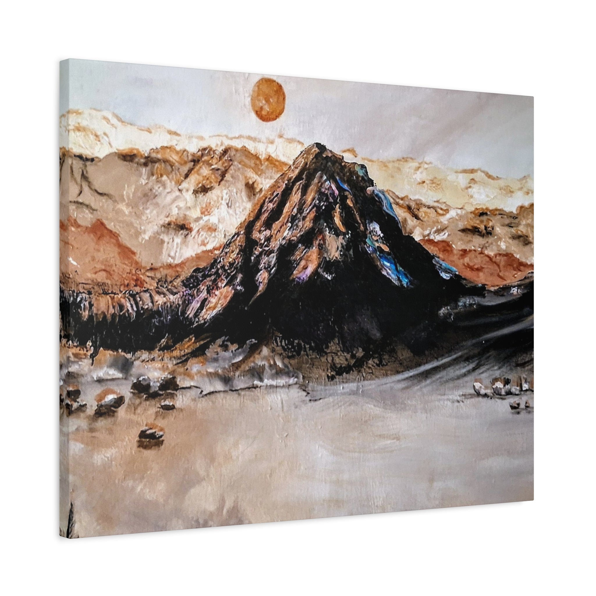 MOON OVER THE MOUNTAINS - Abstract Mountain Landscape Canvas Print — Matte Stretched Wall Art