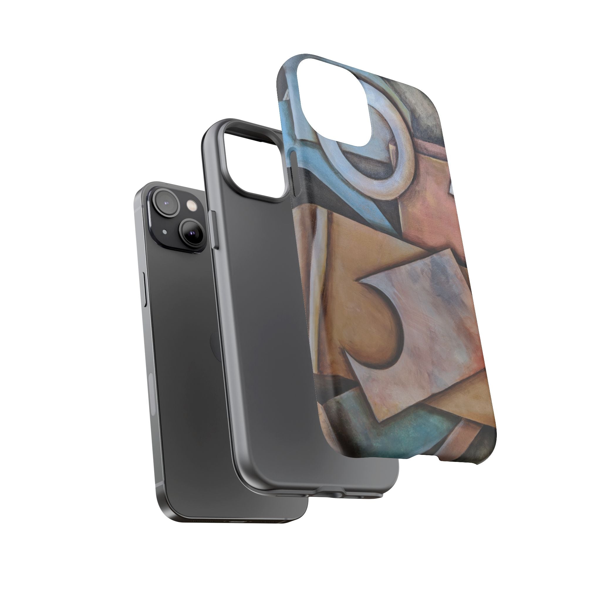 Abstract Geometric Tough Phone Case – Modern Cubist Art Protection