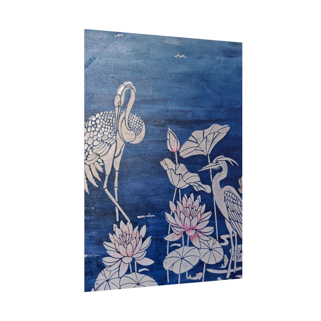 WATER LILLY SONOTA - Lotus & Heron Botanical Poster