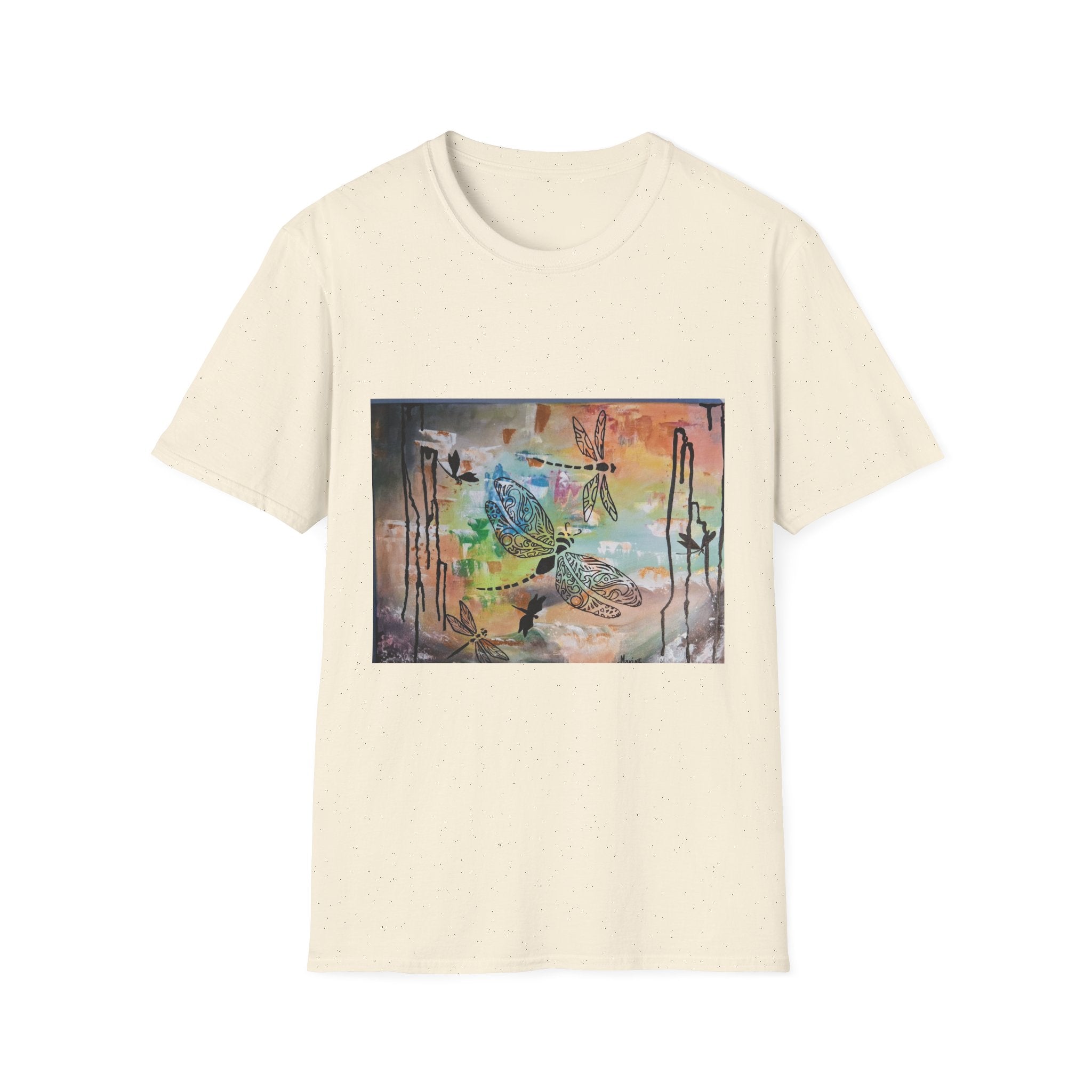 GUARDIANS OF THE LAND - Dragonfly Abstract Art T-Shirt — Colorful Surreal Nature Graphic Tee