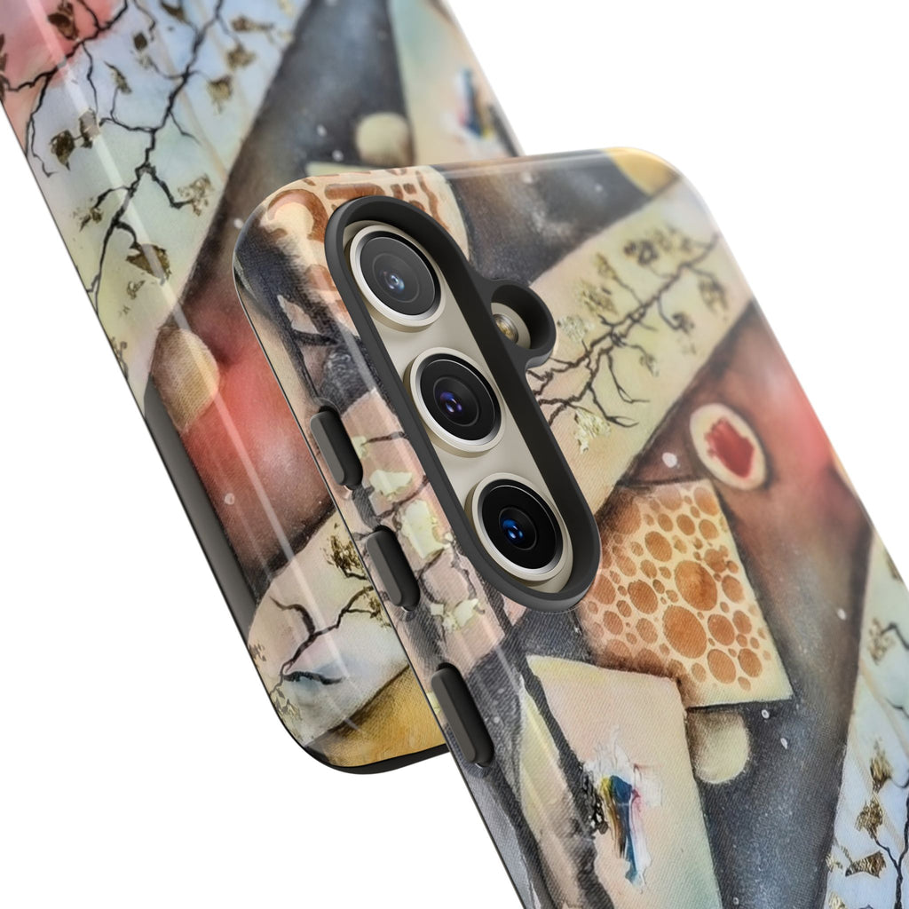 GOLDEN CARTOGRAPHY OF THE UNSEEN - Artistic Botanical Phone Case – Watercolor Nature Pattern Tough Case