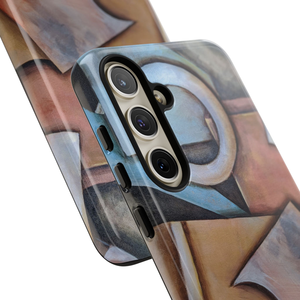 Abstract Geometric Tough Phone Case – Modern Cubist Art Protection