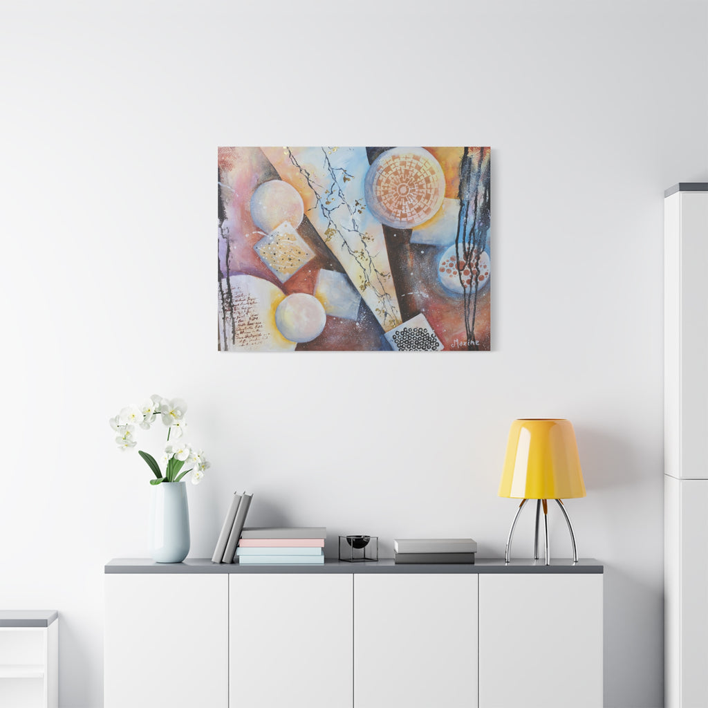 GOLDEN CARTOGRAPHY OF THE FIRE MERIDIAN - Abstract Geometric Canvas Art – Modern Stretched Matte Wall Decor