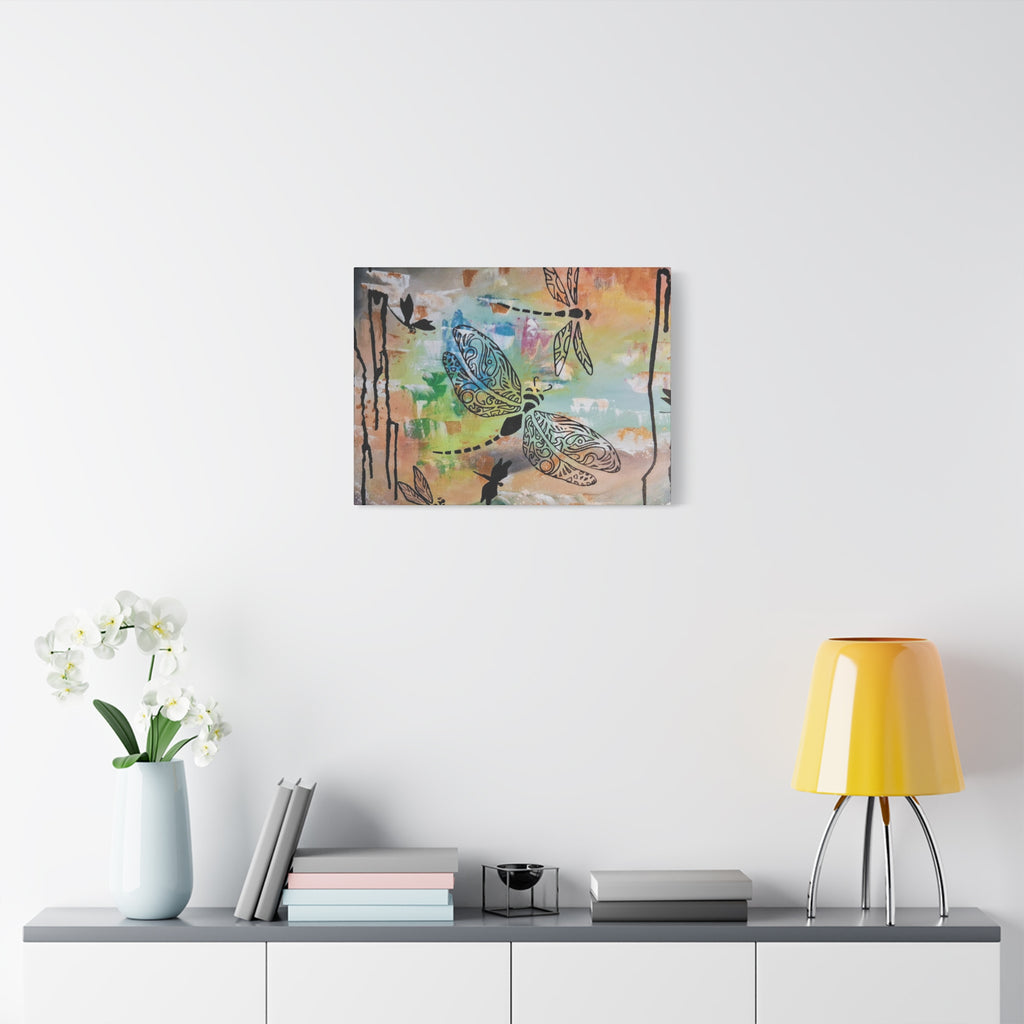 Dragonfly Wall Art Canvas — Colorful Boho Stretched Canvas Print