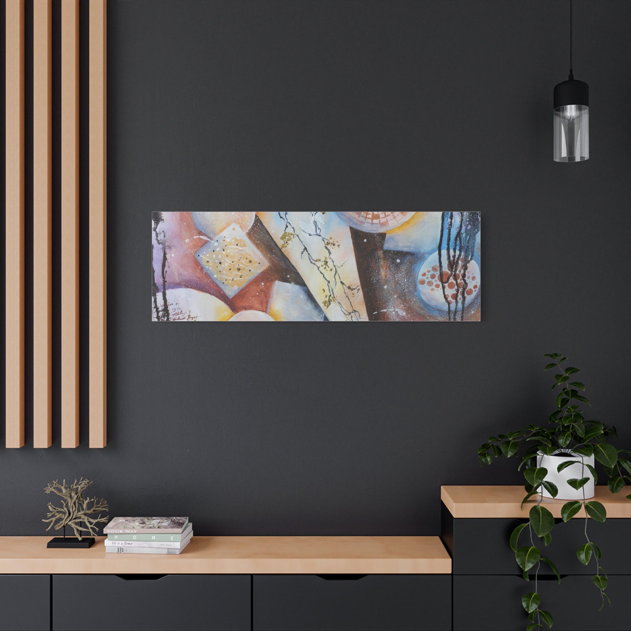 GOLDEN CARTOGRAPHY OF THE FIRE MERIDIAN - Abstract Geometric Canvas Art – Modern Stretched Matte Wall Decor