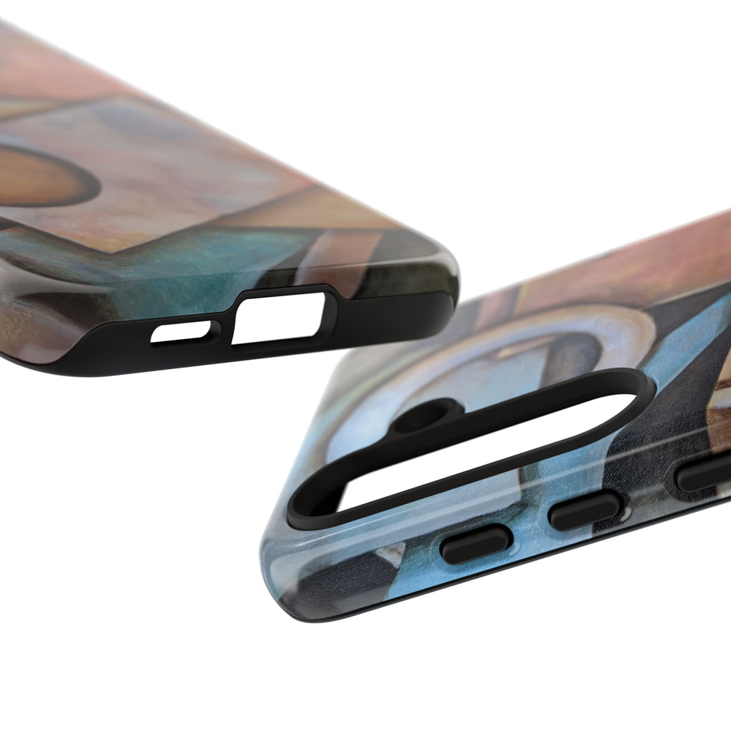 Abstract Geometric Tough Phone Case – Modern Cubist Art Protection