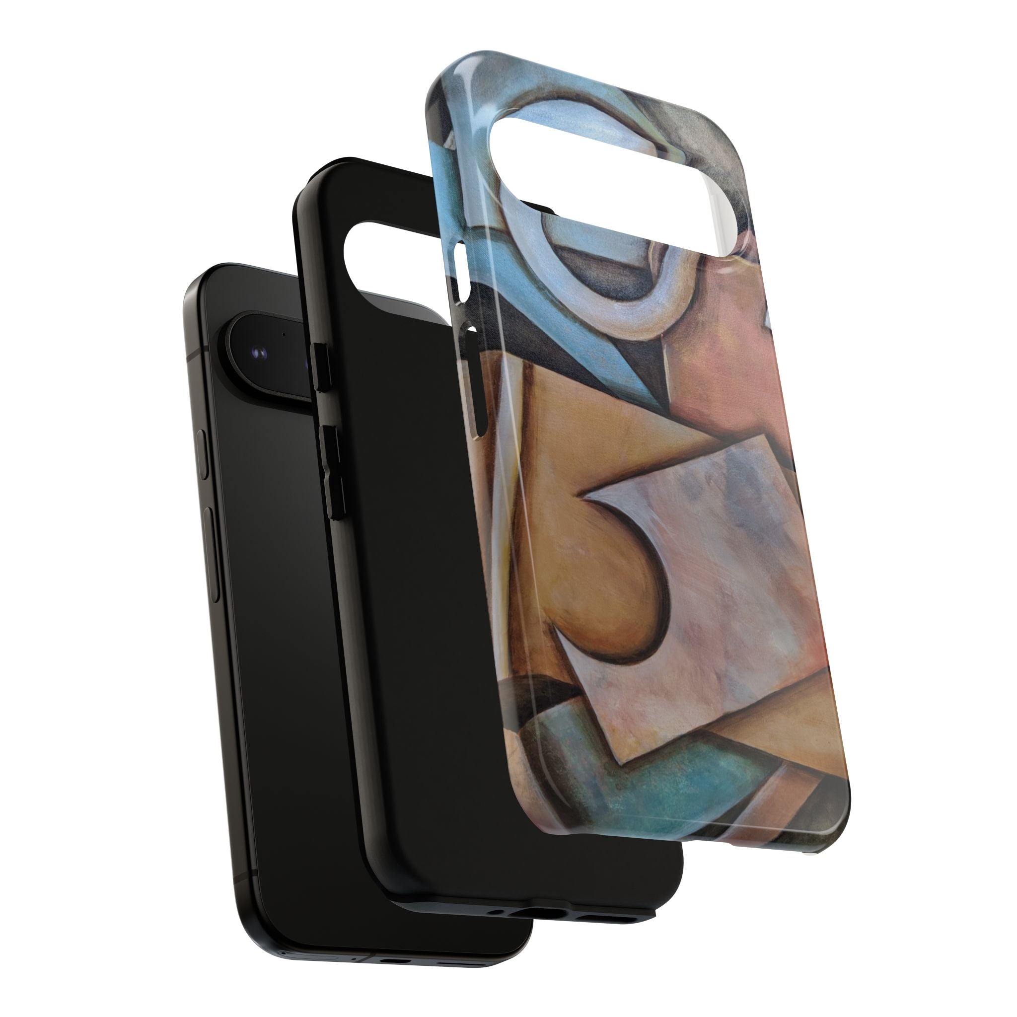 Abstract Geometric Tough Phone Case – Modern Cubist Art Protection