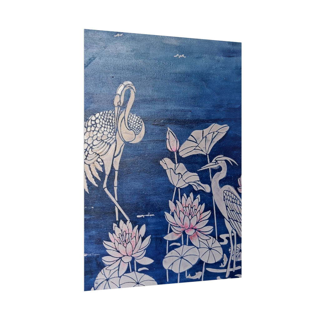 WATER LILLY SONOTA - Lotus & Heron Botanical Poster