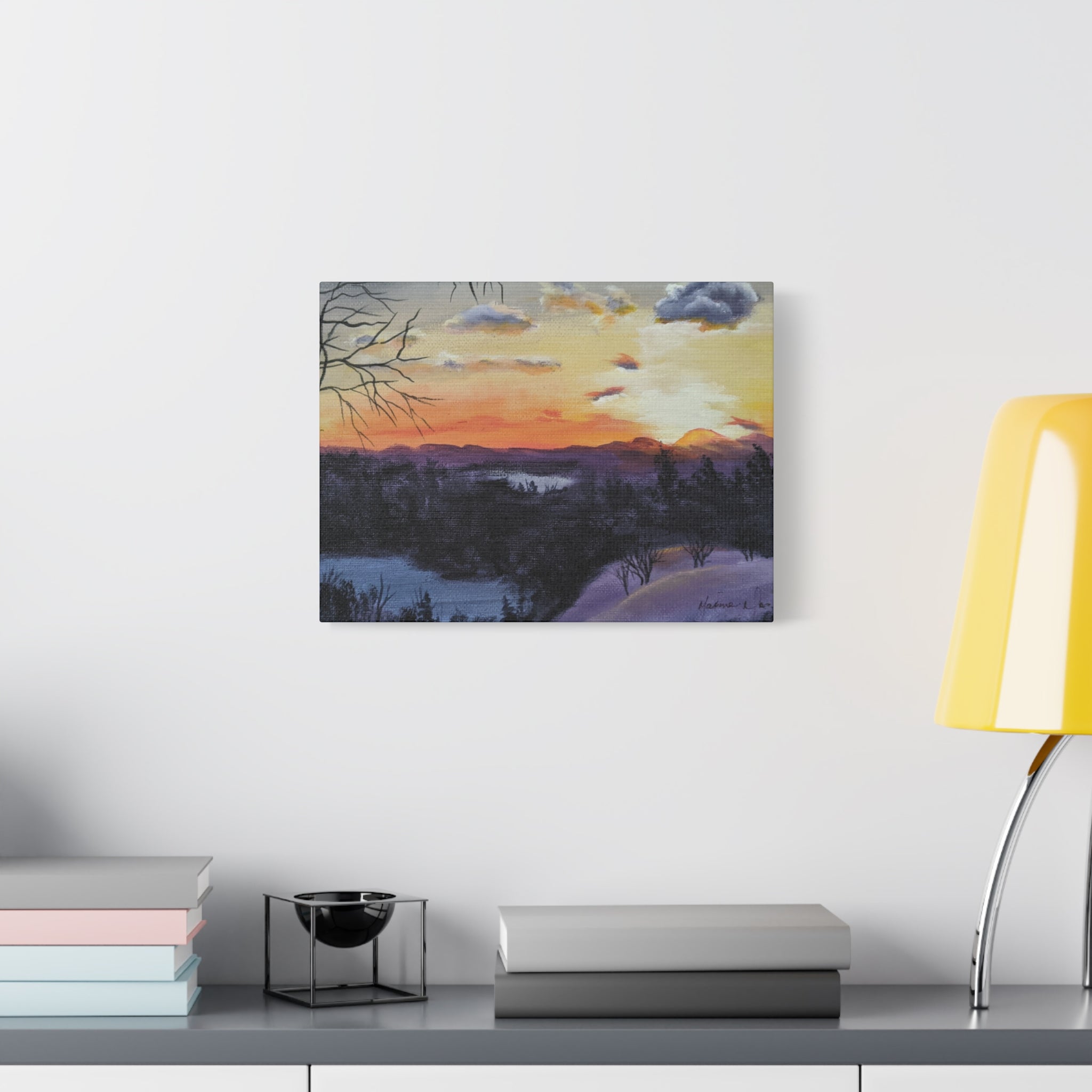 EVENING IN THE SHANDOAH VALLY - Sunset Winter Landscape Canvas Print — Matte Stretched Wall Art