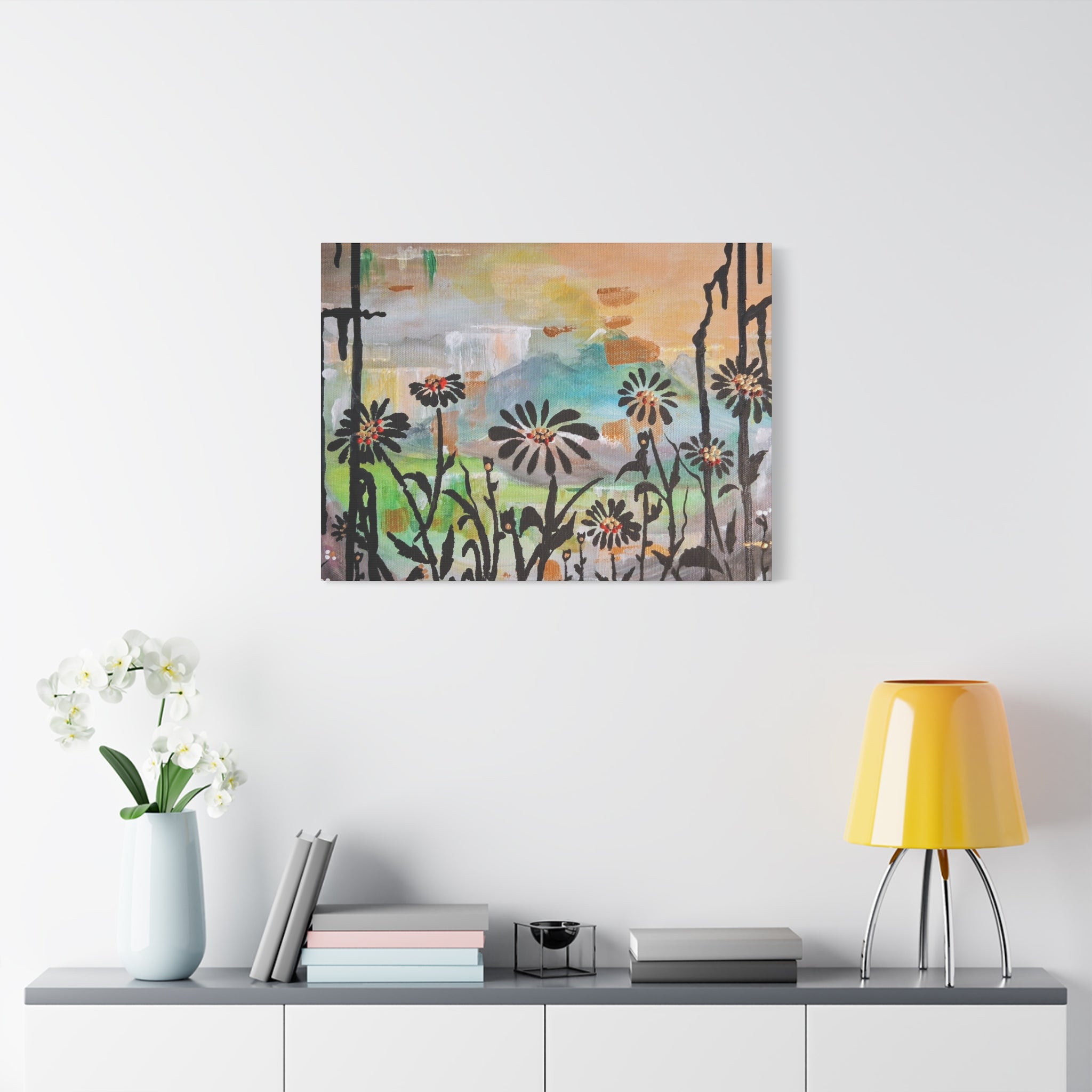 GUARDIANS OF THE WIND - Daisy Meadow Abstract Matte Canvas Wall Art