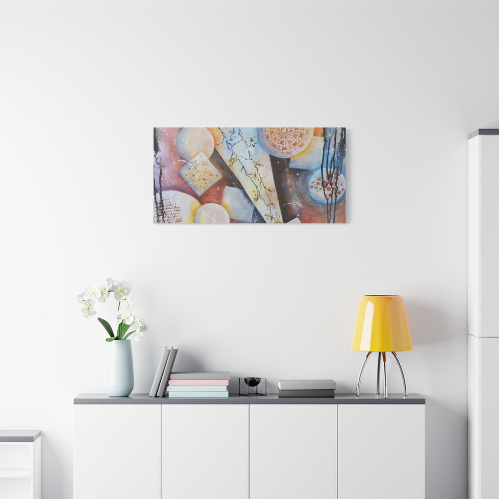 GOLDEN CARTOGRAPHY OF THE FIRE MERIDIAN - Abstract Geometric Canvas Art – Modern Stretched Matte Wall Decor