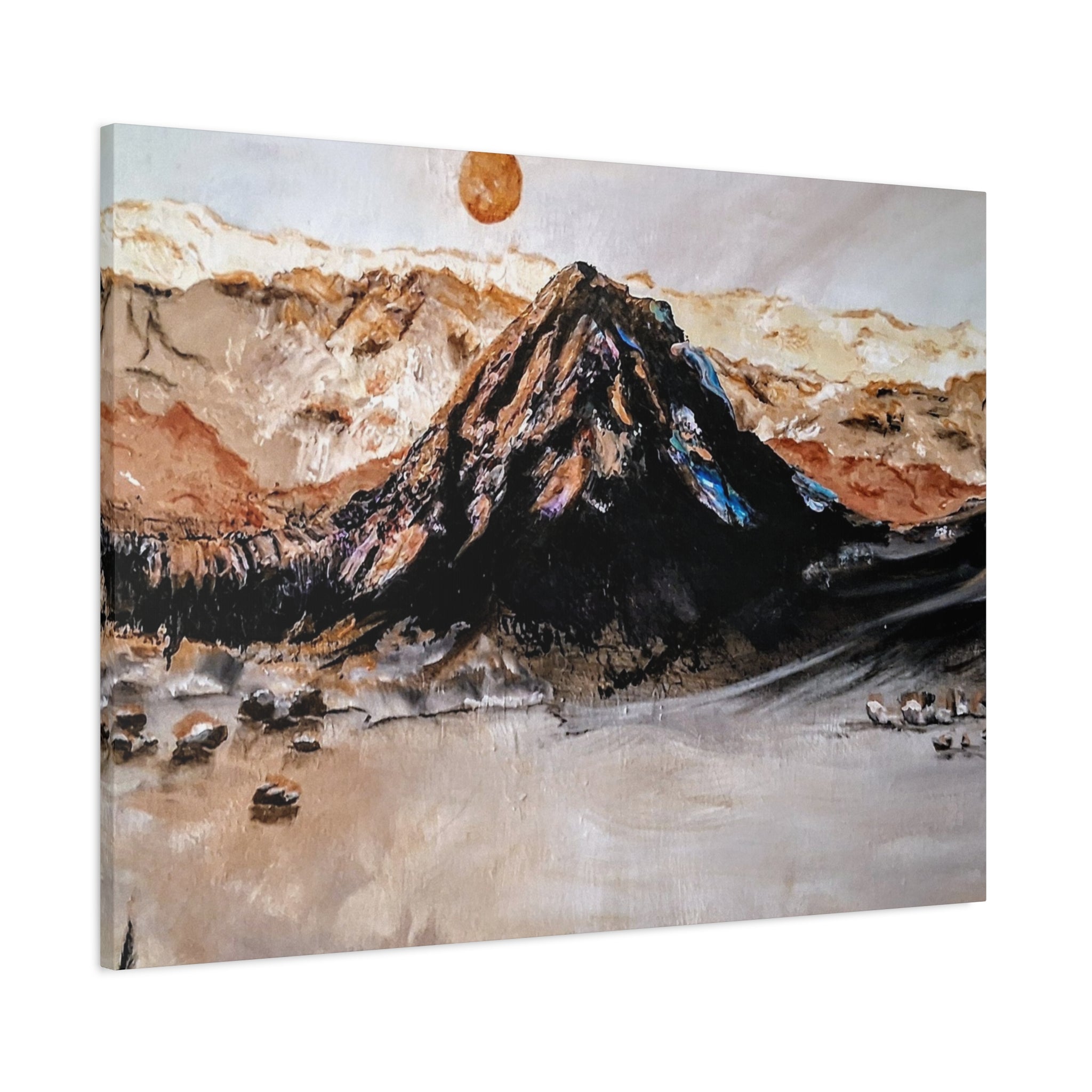 MOON OVER THE MOUNTAINS - Abstract Mountain Landscape Canvas Print — Matte Stretched Wall Art