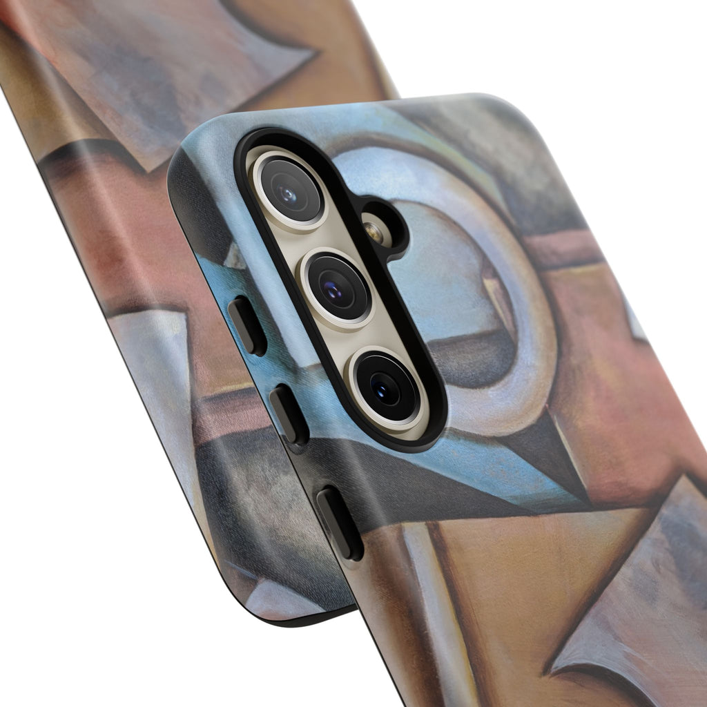 Abstract Geometric Tough Phone Case – Modern Cubist Art Protection