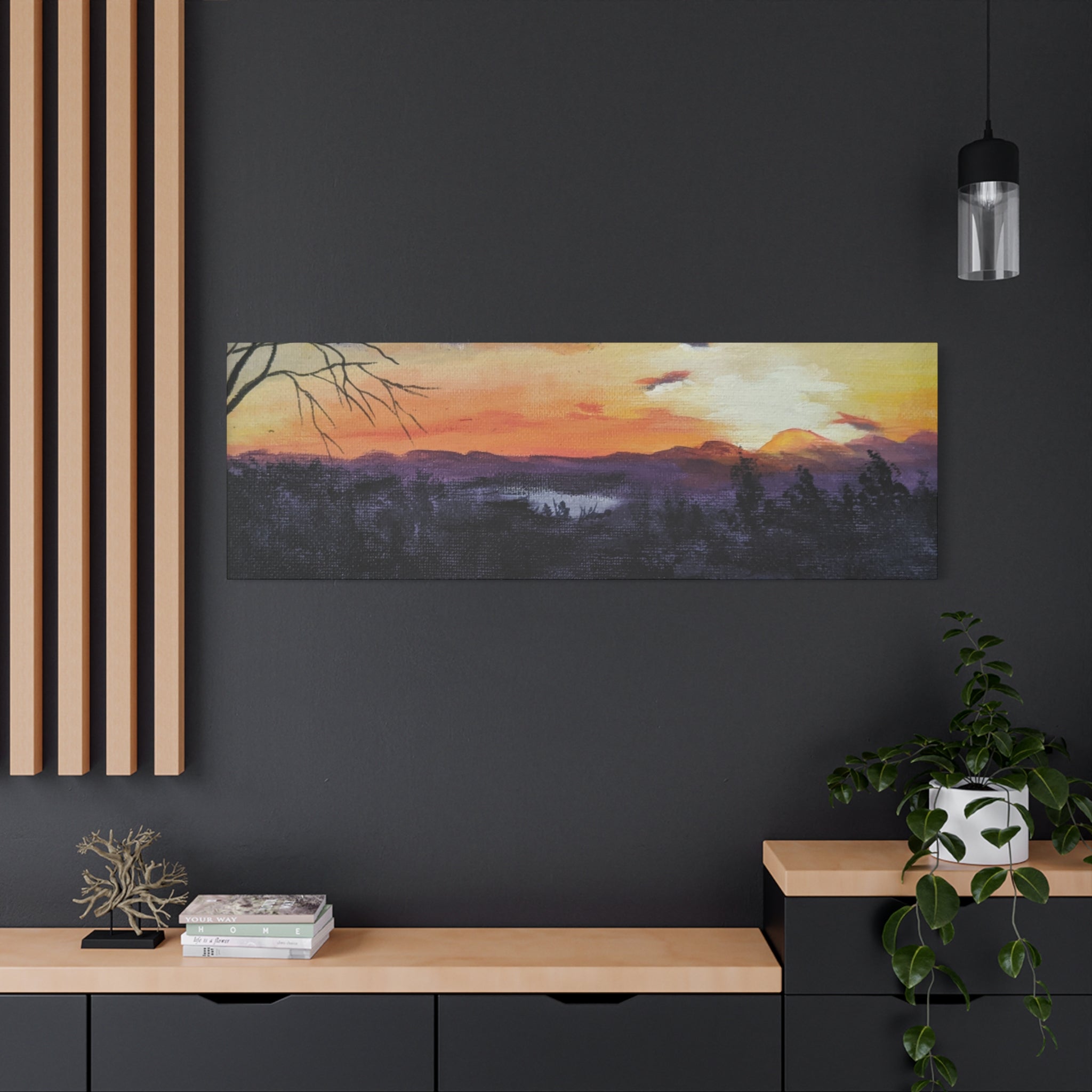 EVENING IN THE SHANDOAH VALLY - Sunset Winter Landscape Canvas Print — Matte Stretched Wall Art