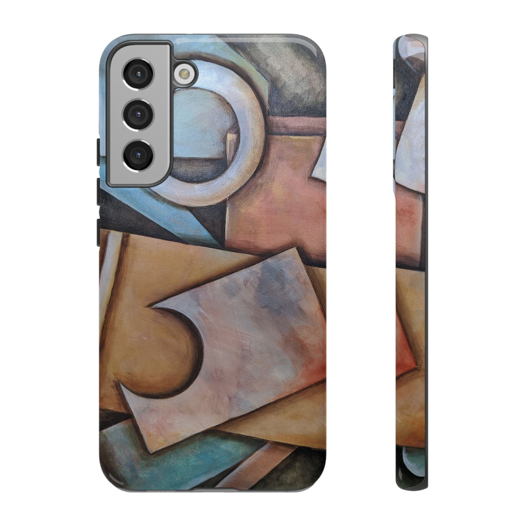 Abstract Geometric Tough Phone Case – Modern Cubist Art Protection