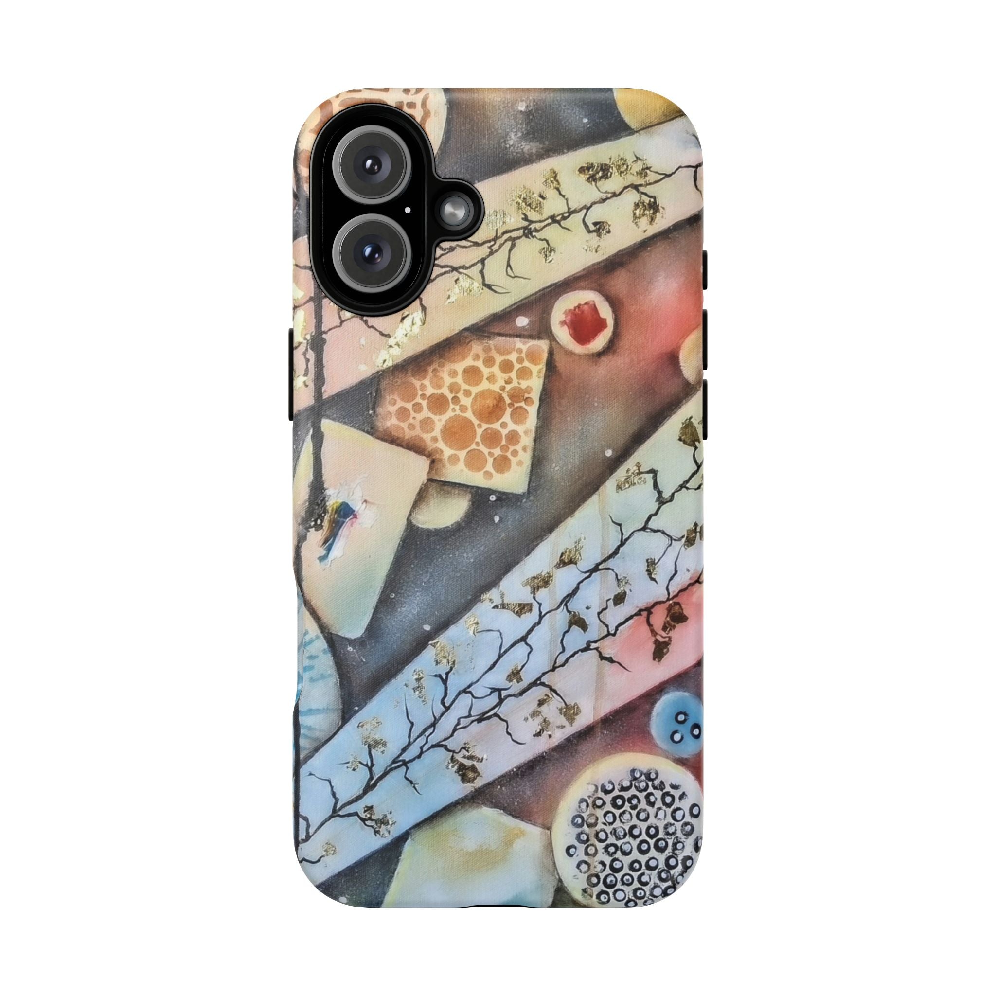 GOLDEN CARTOGRAPHY OF THE UNSEEN - Artistic Botanical Phone Case – Watercolor Nature Pattern Tough Case