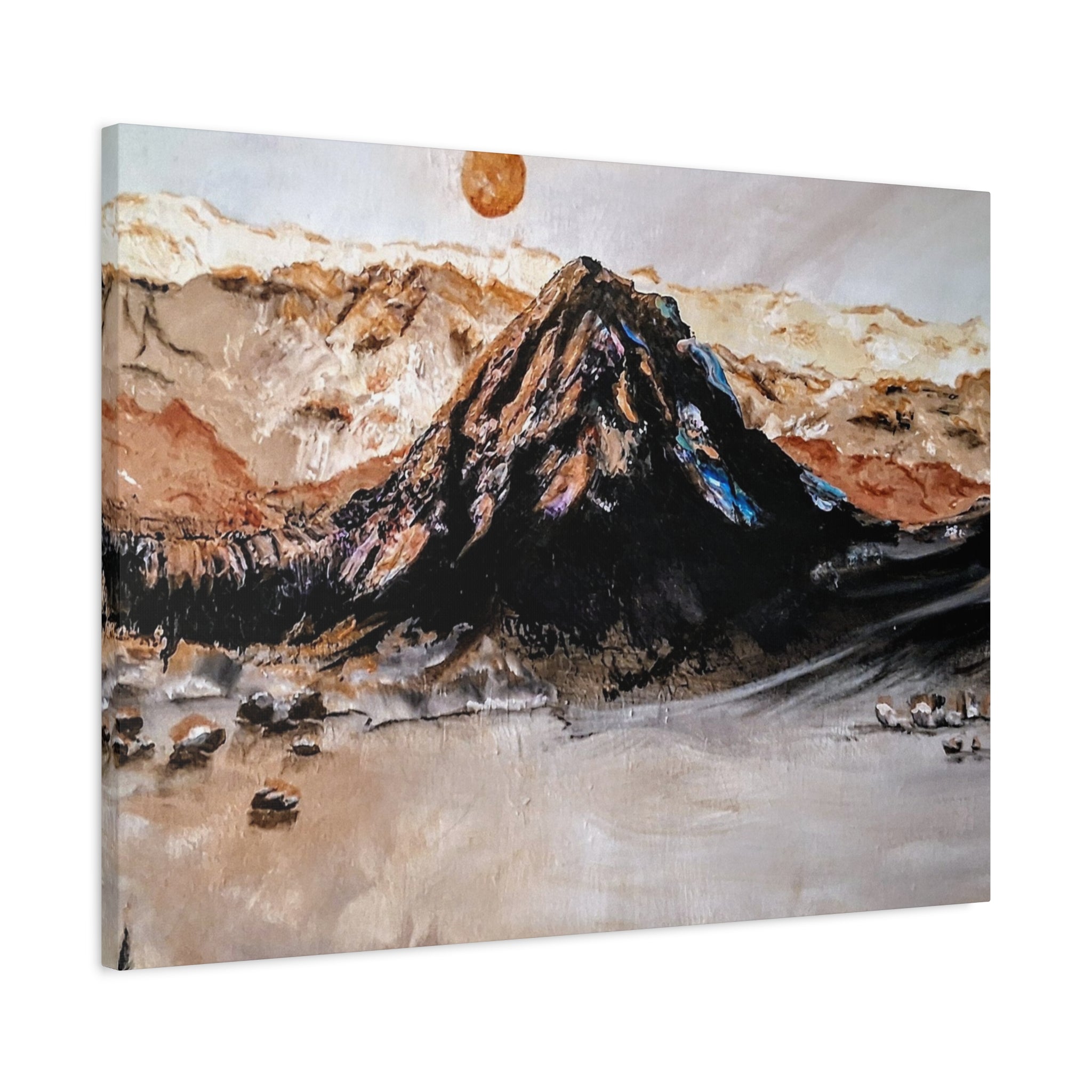 MOON OVER THE MOUNTAINS - Abstract Mountain Landscape Canvas Print — Matte Stretched Wall Art