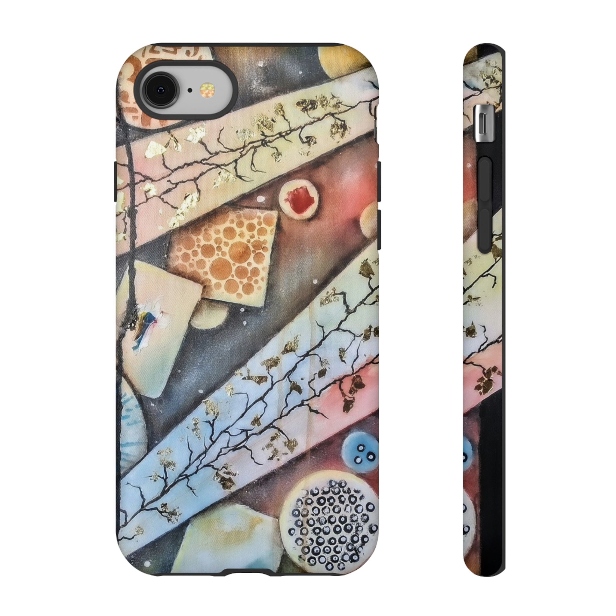 GOLDEN CARTOGRAPHY OF THE UNSEEN - Artistic Botanical Phone Case – Watercolor Nature Pattern Tough Case