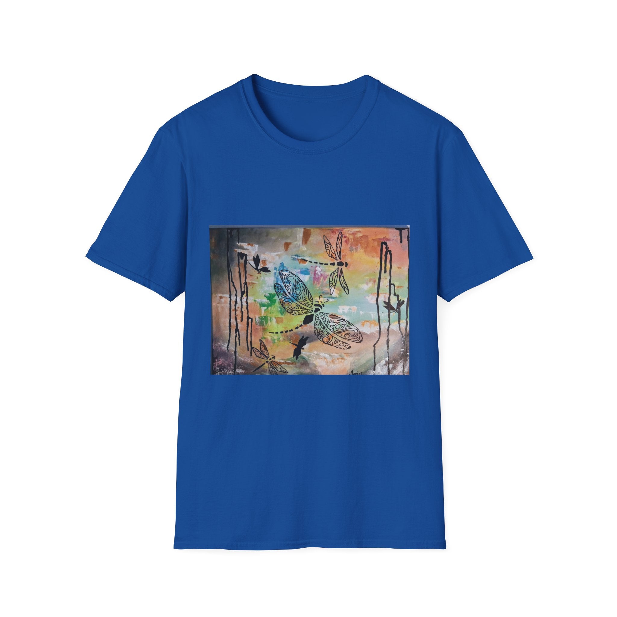 GUARDIANS OF THE LAND - Dragonfly Abstract Art T-Shirt — Colorful Surreal Nature Graphic Tee