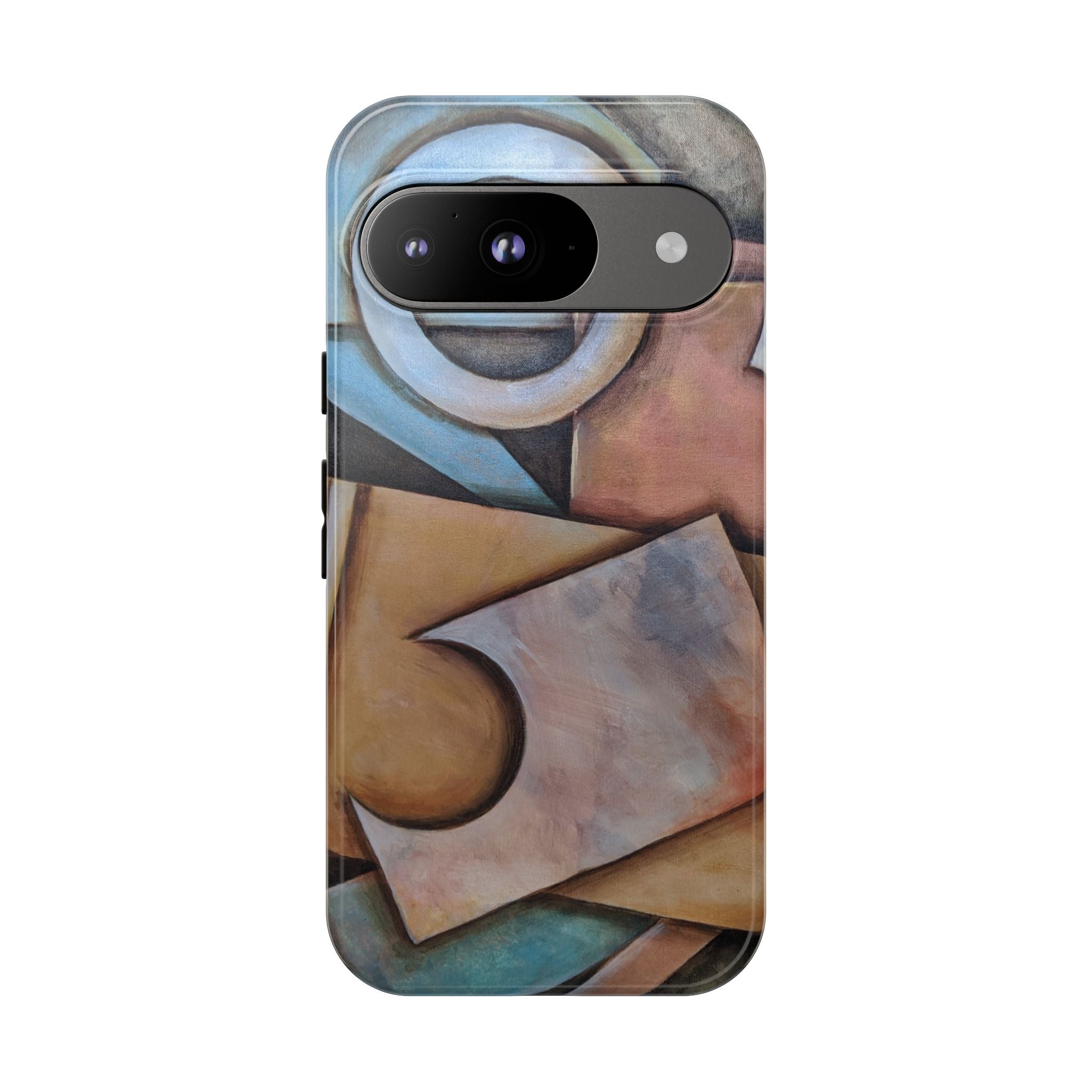 Abstract Geometric Tough Phone Case – Modern Cubist Art Protection