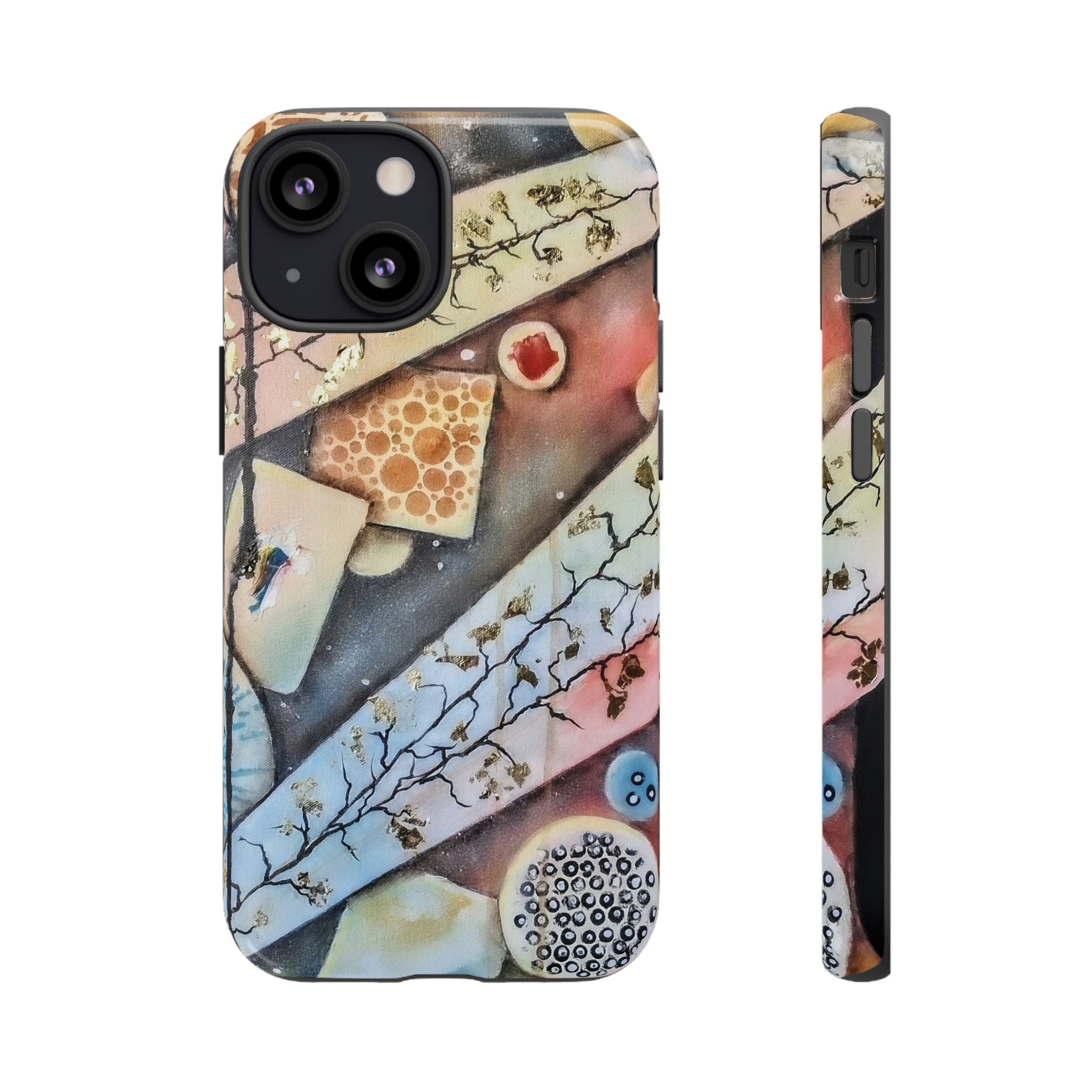 GOLDEN CARTOGRAPHY OF THE UNSEEN - Artistic Botanical Phone Case – Watercolor Nature Pattern Tough Case