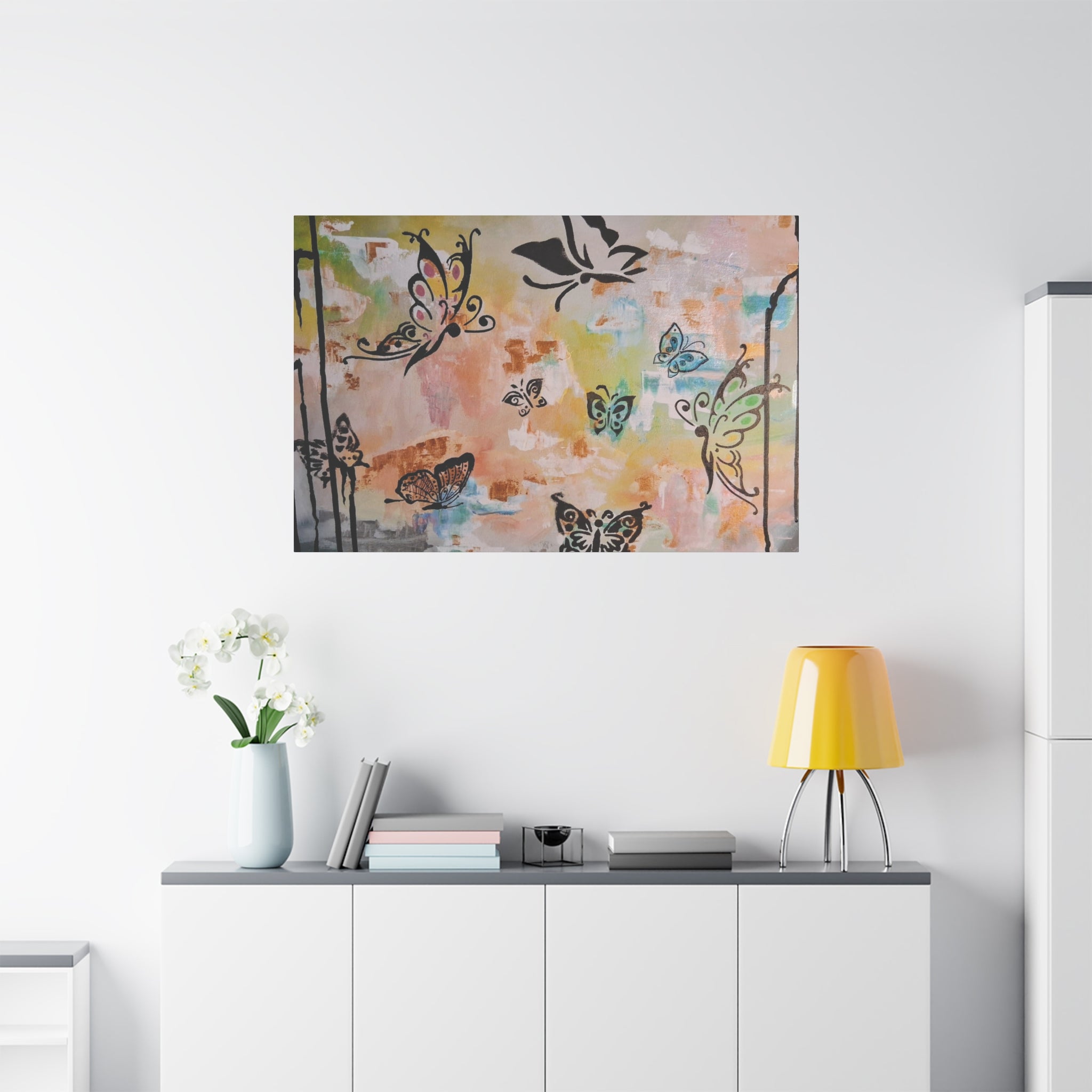 GUARDIANS OF THE FLOWERS - Butterfly Abstract Matte Canvas Wall Art – Stretched 1.25"Deep