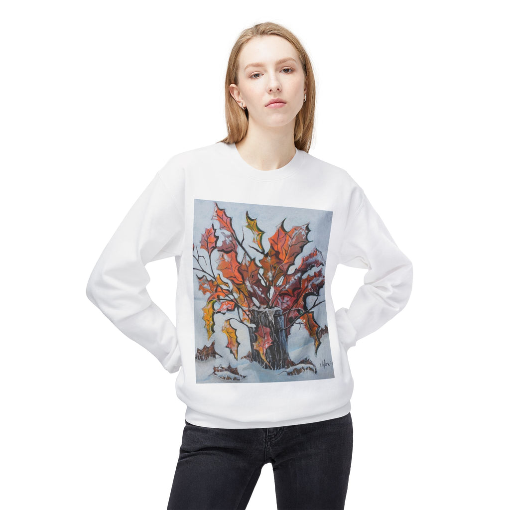 Autumn Leaves Crewneck Sweatshirt — Hand-Painted Fall Bouquet Design