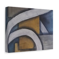 METALIC BLOCKS - Abstract Geometric Matte Canvas Print — Modern Blue & Gold Wall Art